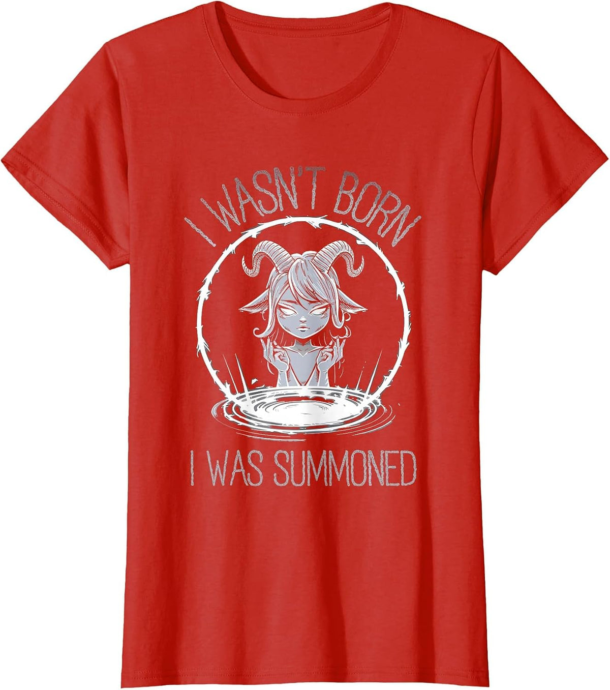 Cute Kawaii Satanic Goth Girl T-Shirt I Wasn't Born I was Summoned Tee - Red