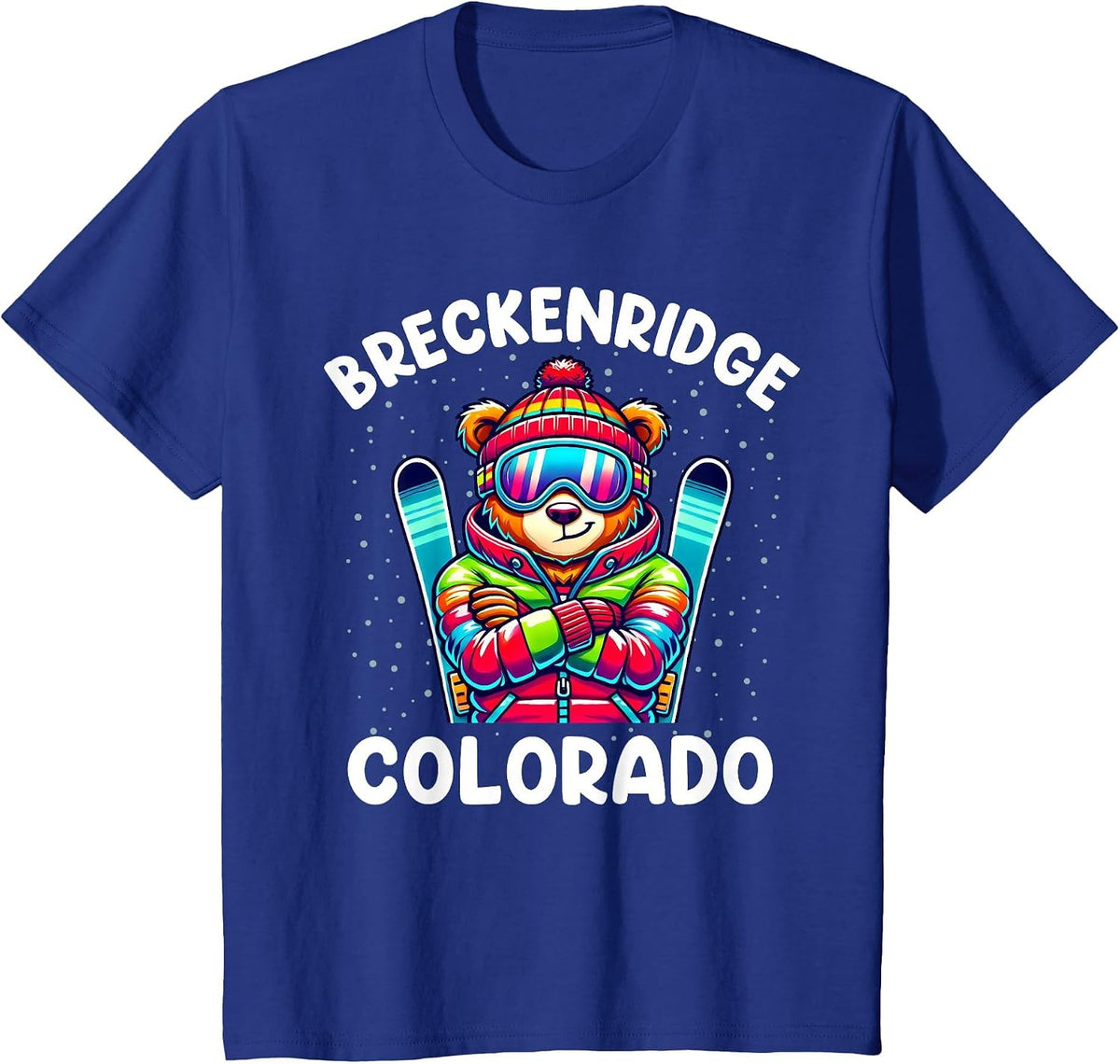 Breckenridge Colorado Ski Family Trip Cute Bear for Kids T-Shirt - Royal Blue