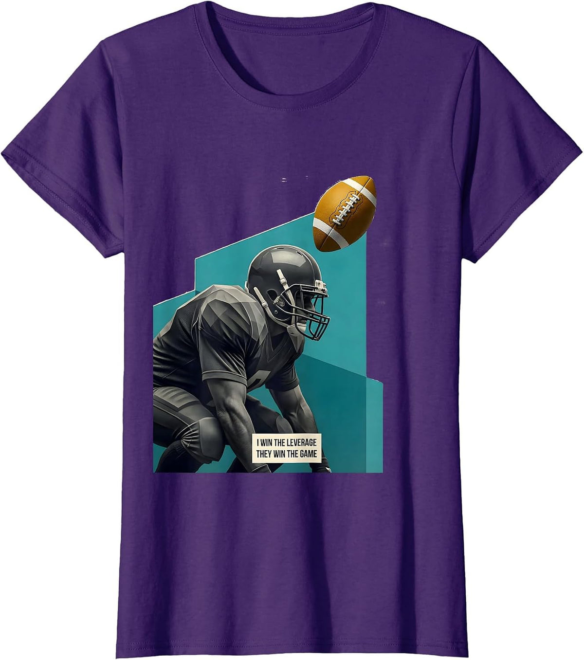 Women's I Win The Leverage They Win The Game Funny Football Lineman T-Shirt - Purple