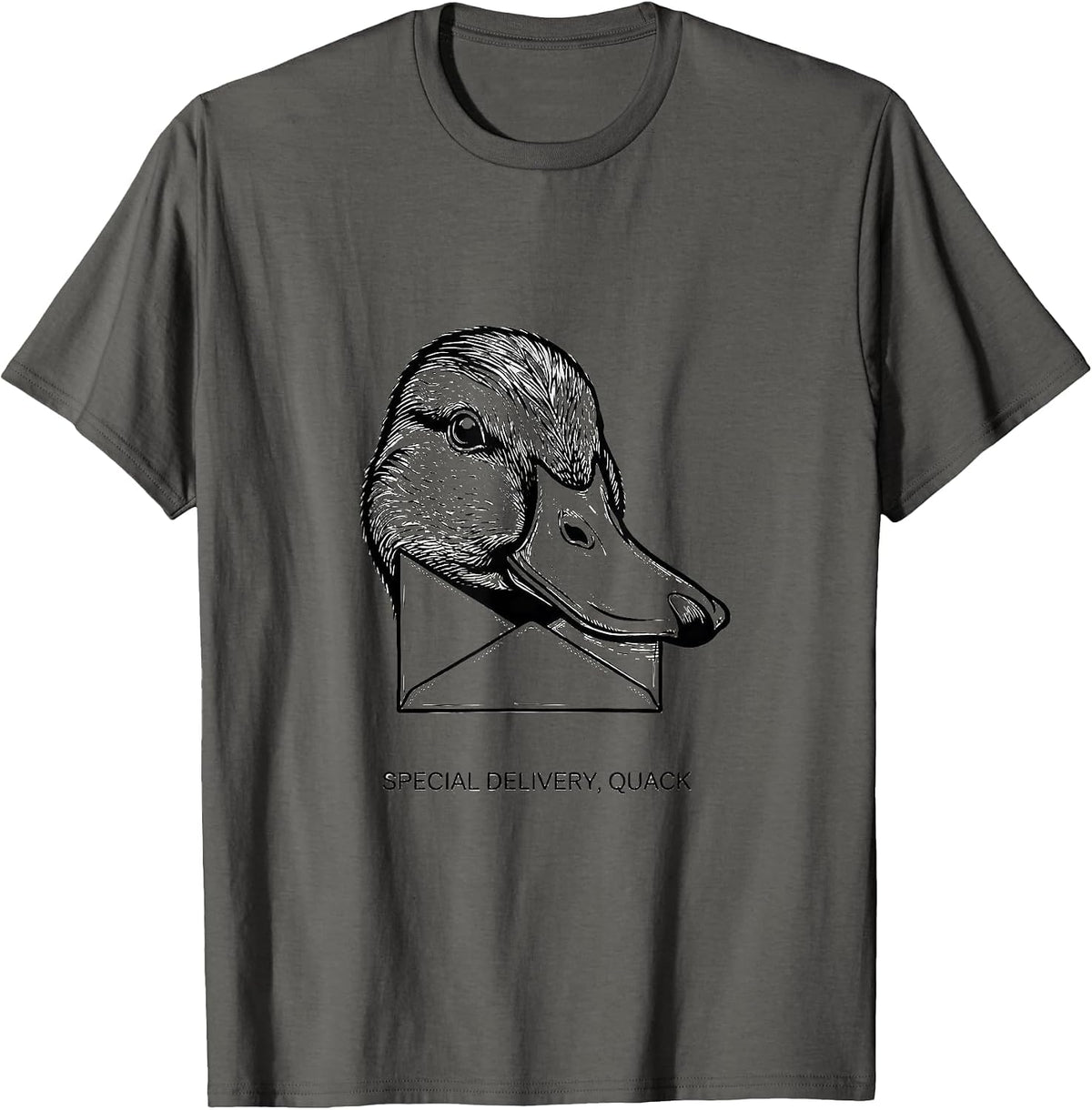 Men's Special Delivery, Quack Funny Duck Pun Novelty Humor T-Shirt - Asphalt Grey