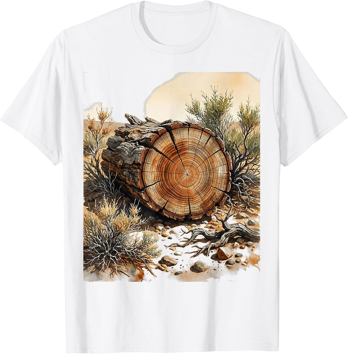 Petrified Wood Desert Scrub National Park Graphic T-Shirt - White
