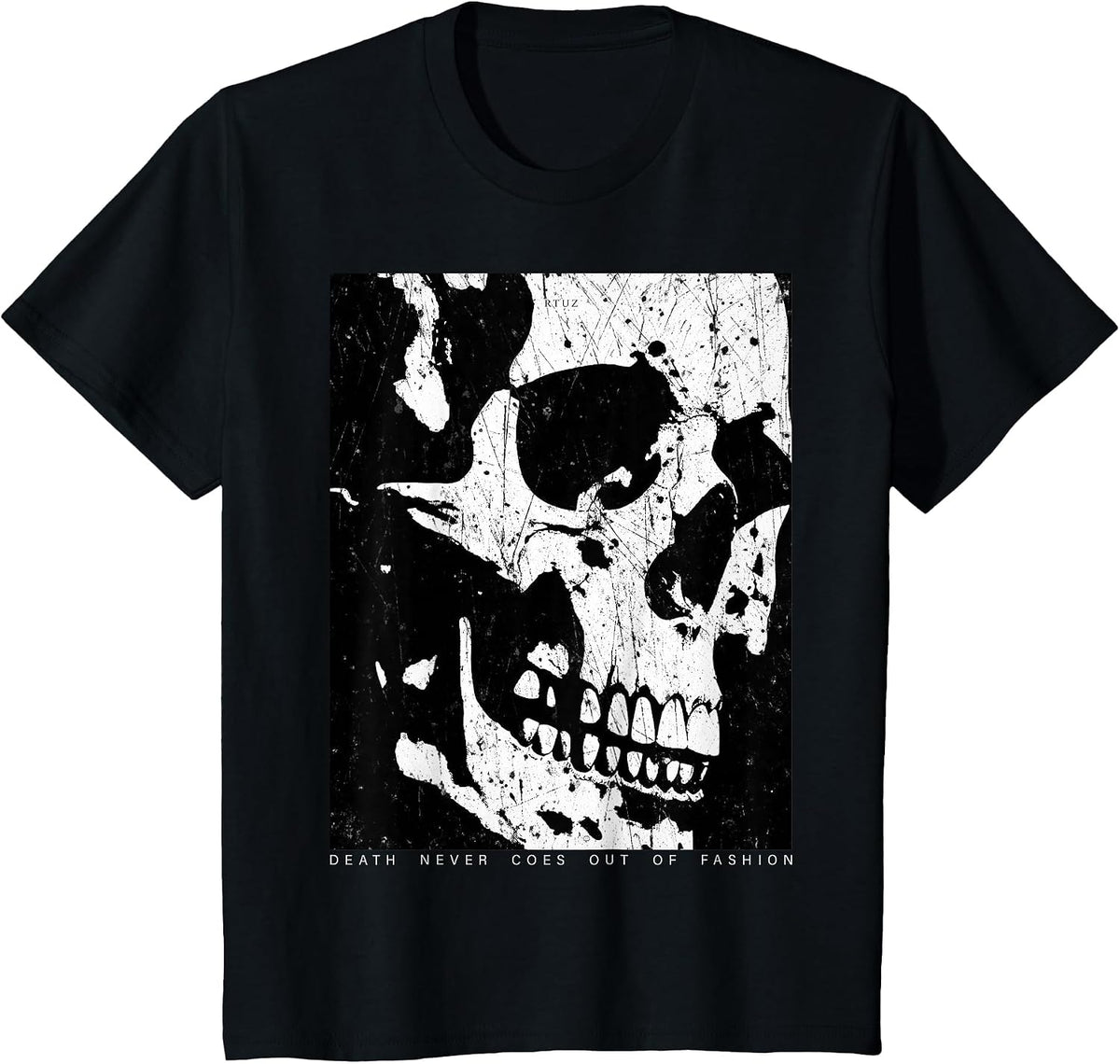 Aesthetic Clothes Vintage Streetwear Fashion Women Men Skull T-Shirt - Black