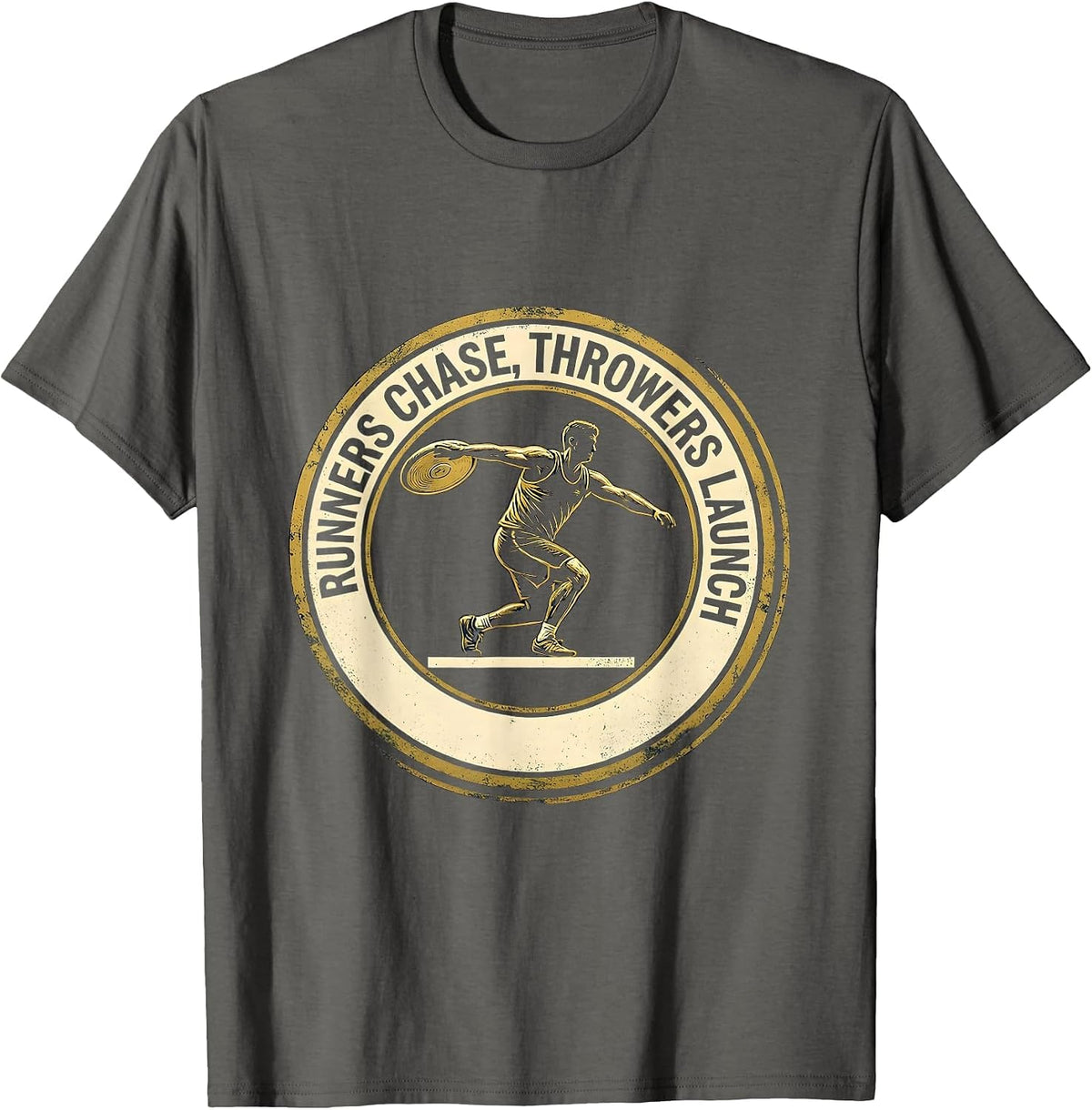 Runners Chase Throwers Launch Defiant Track And Field T-Shirt - Asphalt Grey