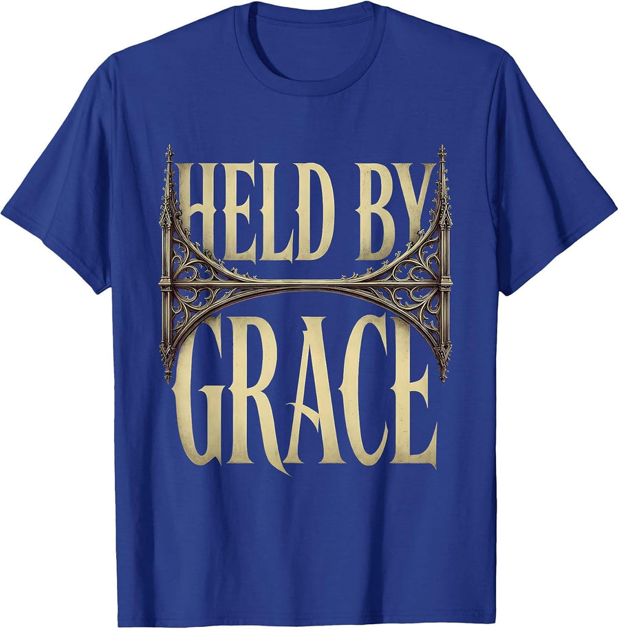 Held by Grace Faith Over Fear Inspirational Design T-Shirt - Royal Blue