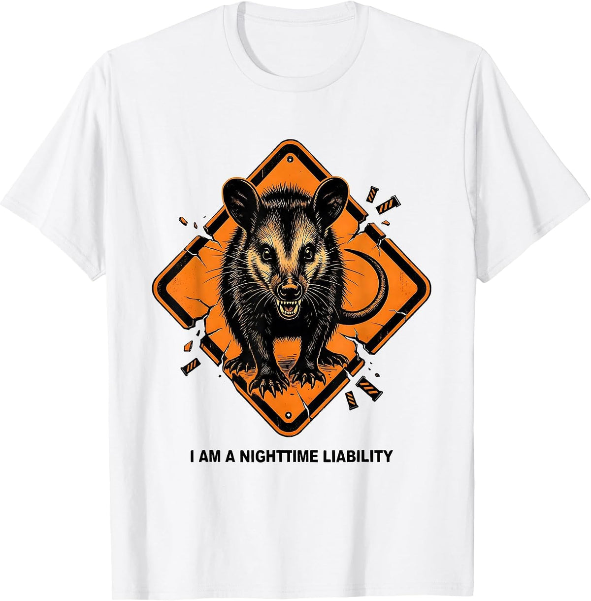 Men's I Am A Nighttime Liability Funny Opossum Meme Animal Lover T-Shirt - White