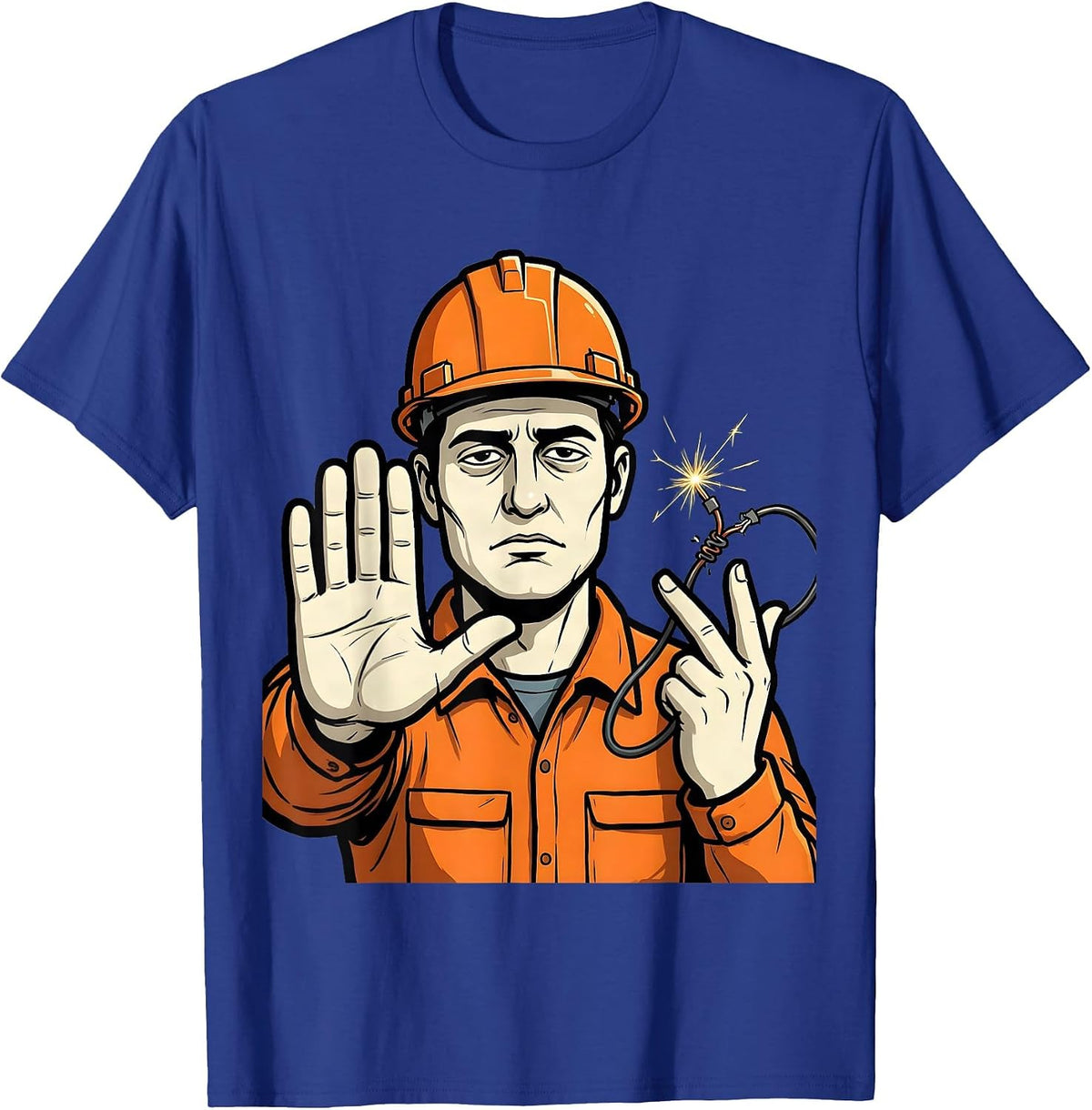 Electrician Stop Gesture Funny Trade Pride T-Shirt - Royal Blue