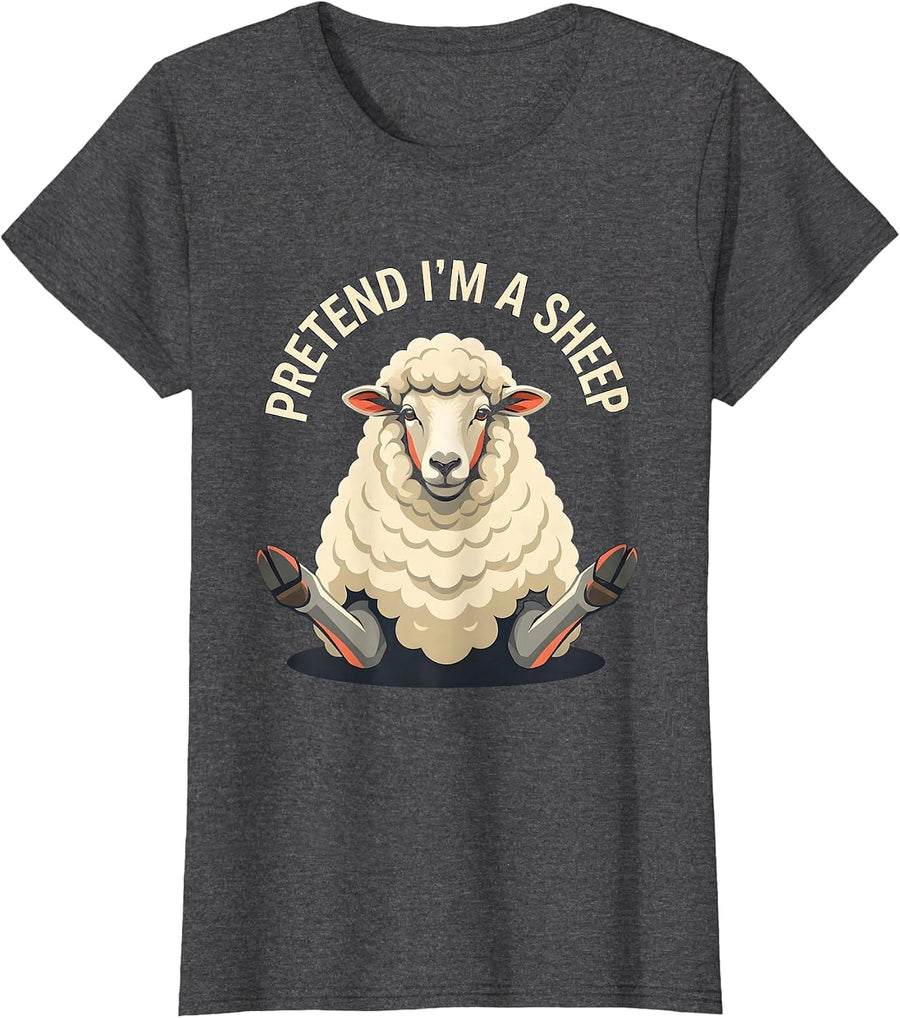 Women's Pretend I'm A Sheep Funny Sheep Halloween Costume T-Shirt - Dark Heather Grey
