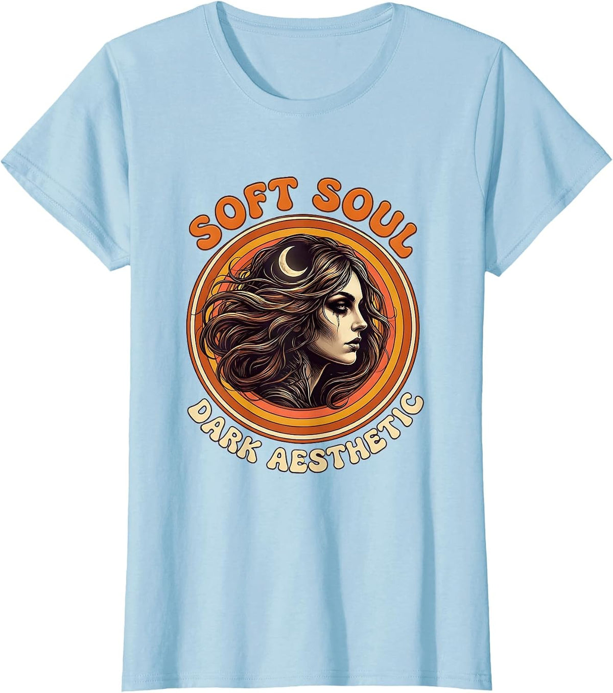 Women's Soft Soul Dark Aesthetic Gothic Design T-Shirt - Baby Blue