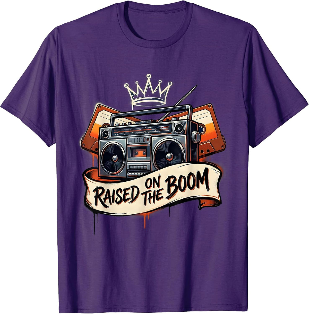 Raised On The Boom Retro Hip Hop Rap Music Lover T-Shirt - Purple