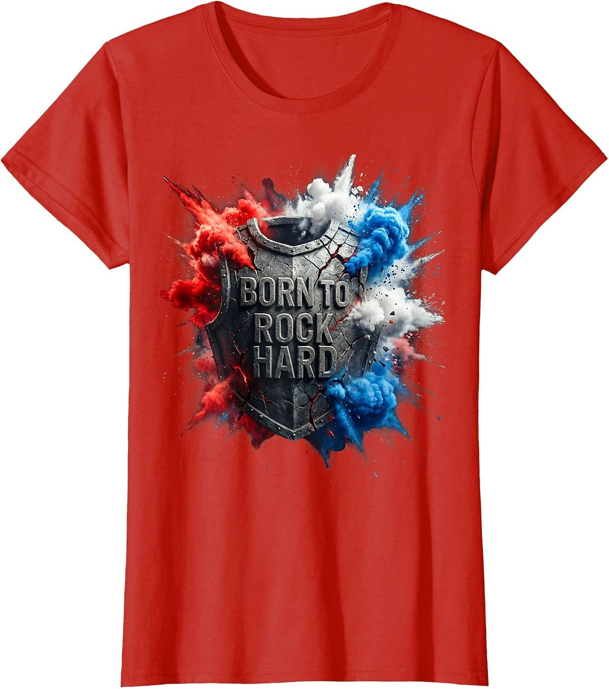 Born to Rock Hard Classic Rock Music Design T-Shirt - Red