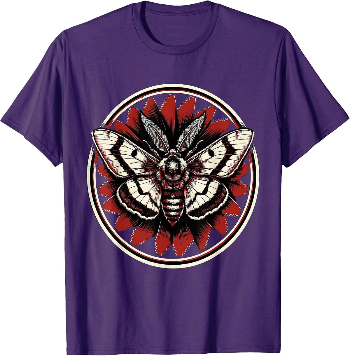 Men's Punk Razor Blade Moth Dark Art Graphic T-Shirt - Purple