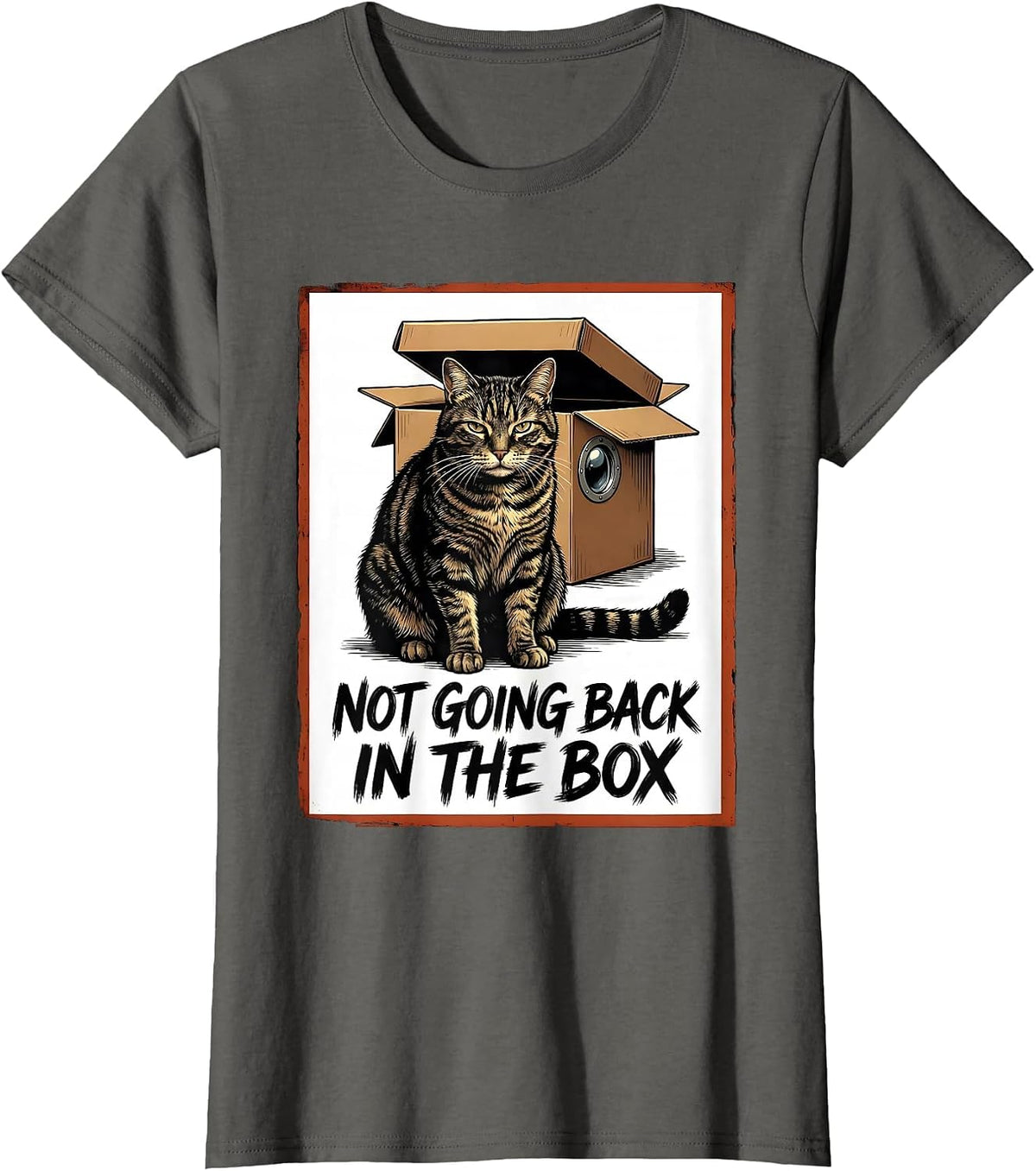 Women's Not Going Back In The Box Funny Quantum Physics Cat Lover T-Shirt - Asphalt Grey
