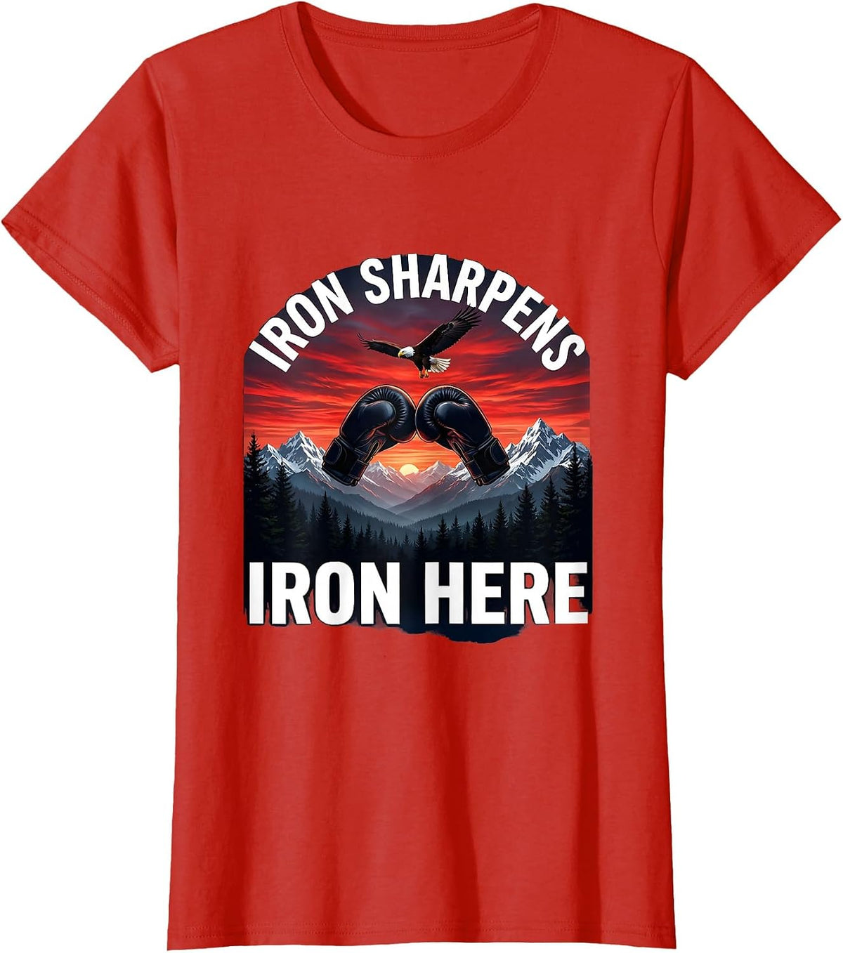Iron Sharpens Iron Boxing Graphic Design T-Shirt - Red