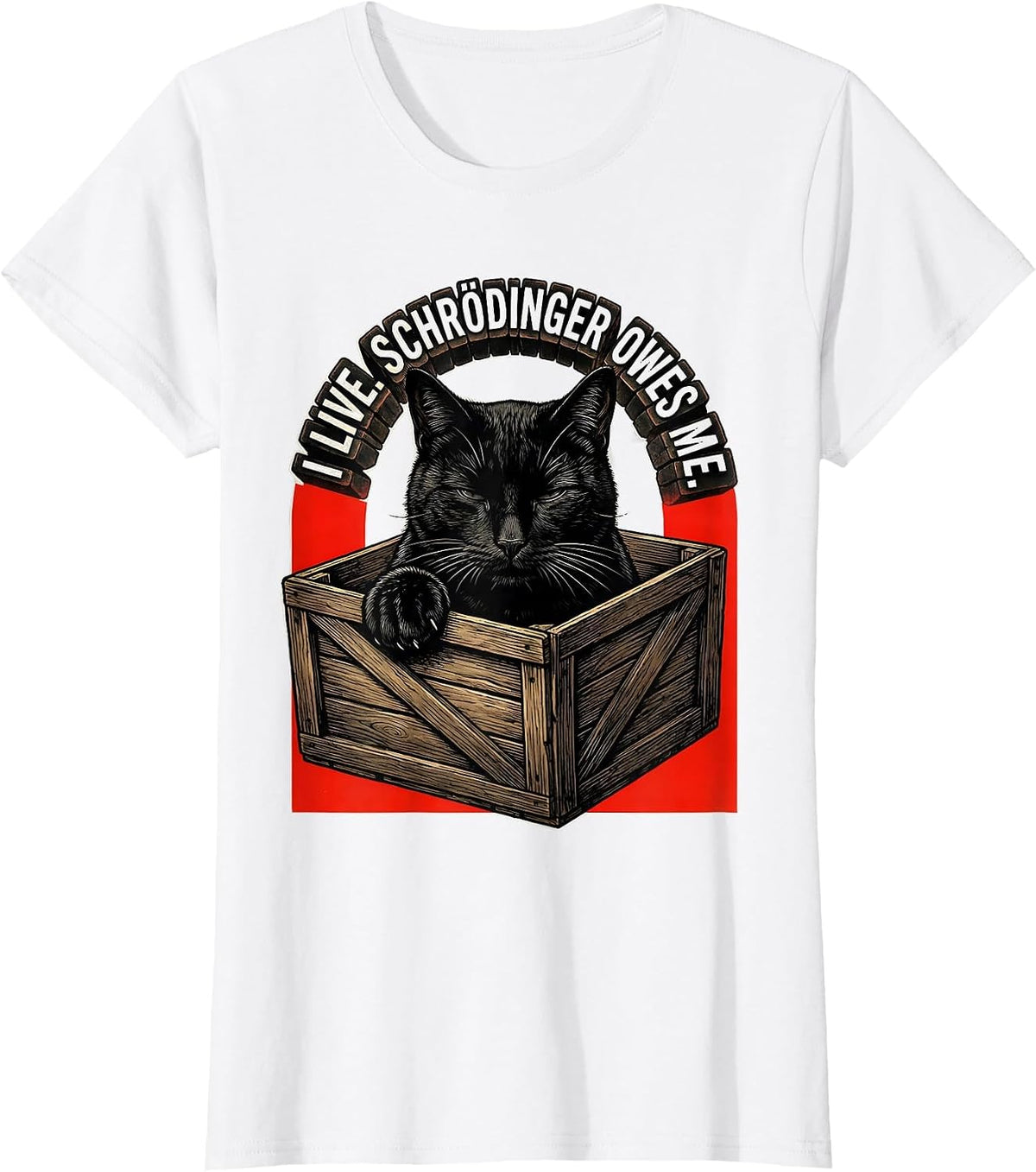 I Live Schrödinger Owes Me Funny Physics Science Enthusiast T-Shirt - White