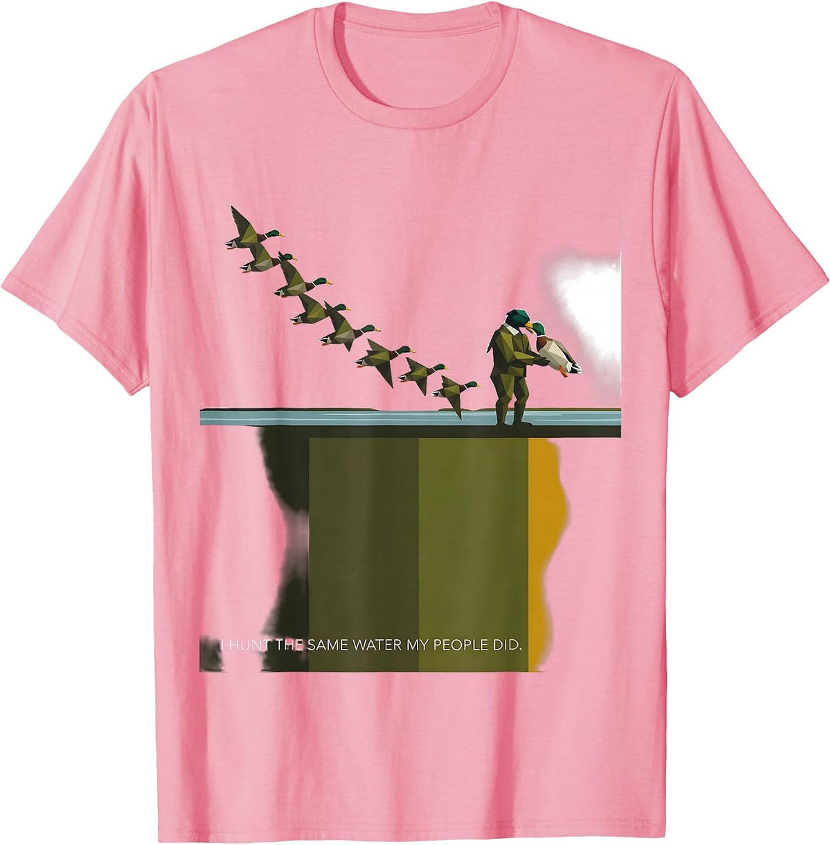 Men's I Hunt The Same Water My People Did Geometric Southern Local T-Shirt - Pink