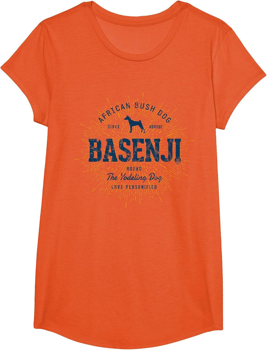 Vintage Basenji Retro T-Shirt - Girls Orange