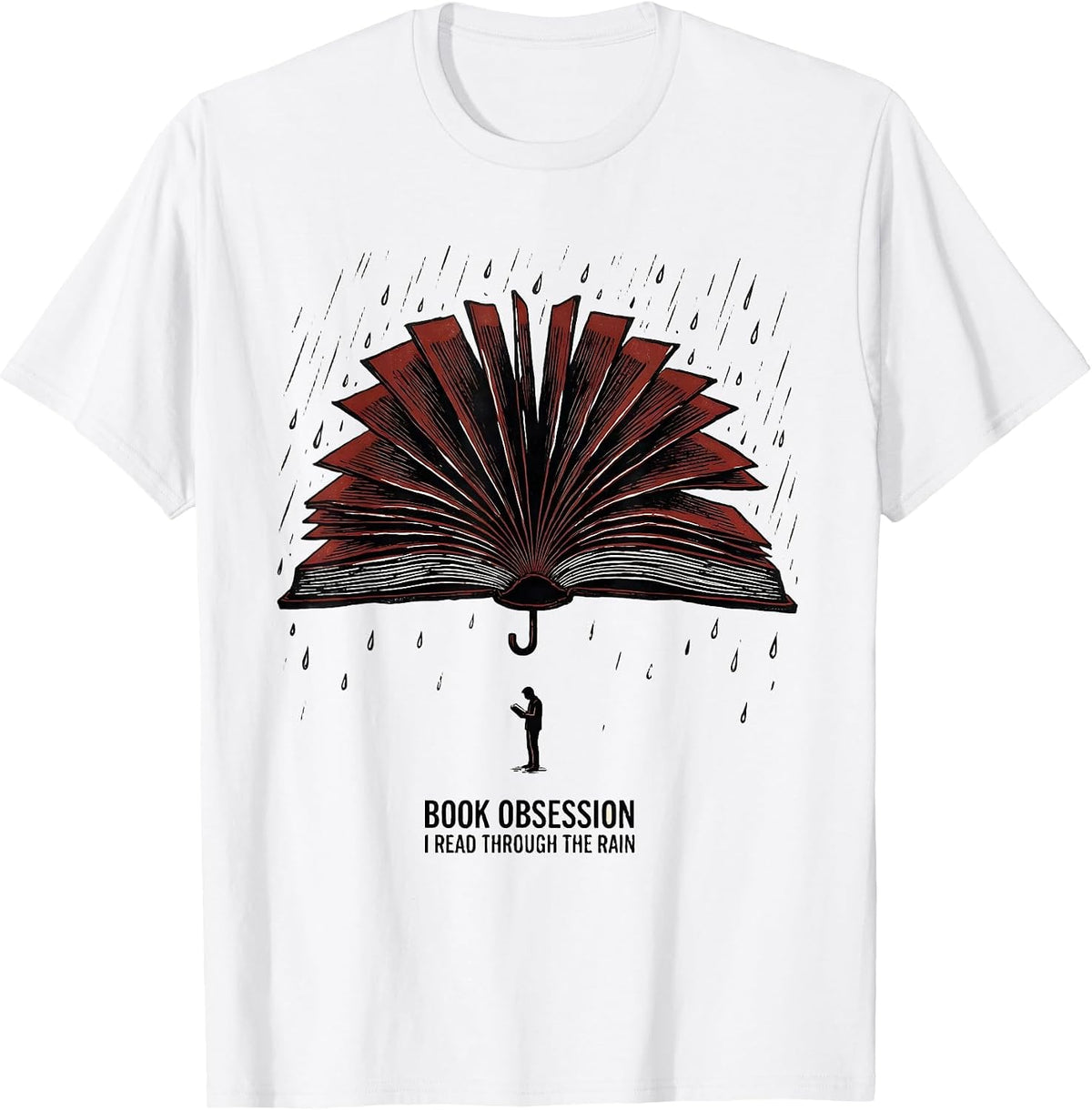 Men's Book Obsession: I Read Through The Rain Bookworm T-Shirt - White