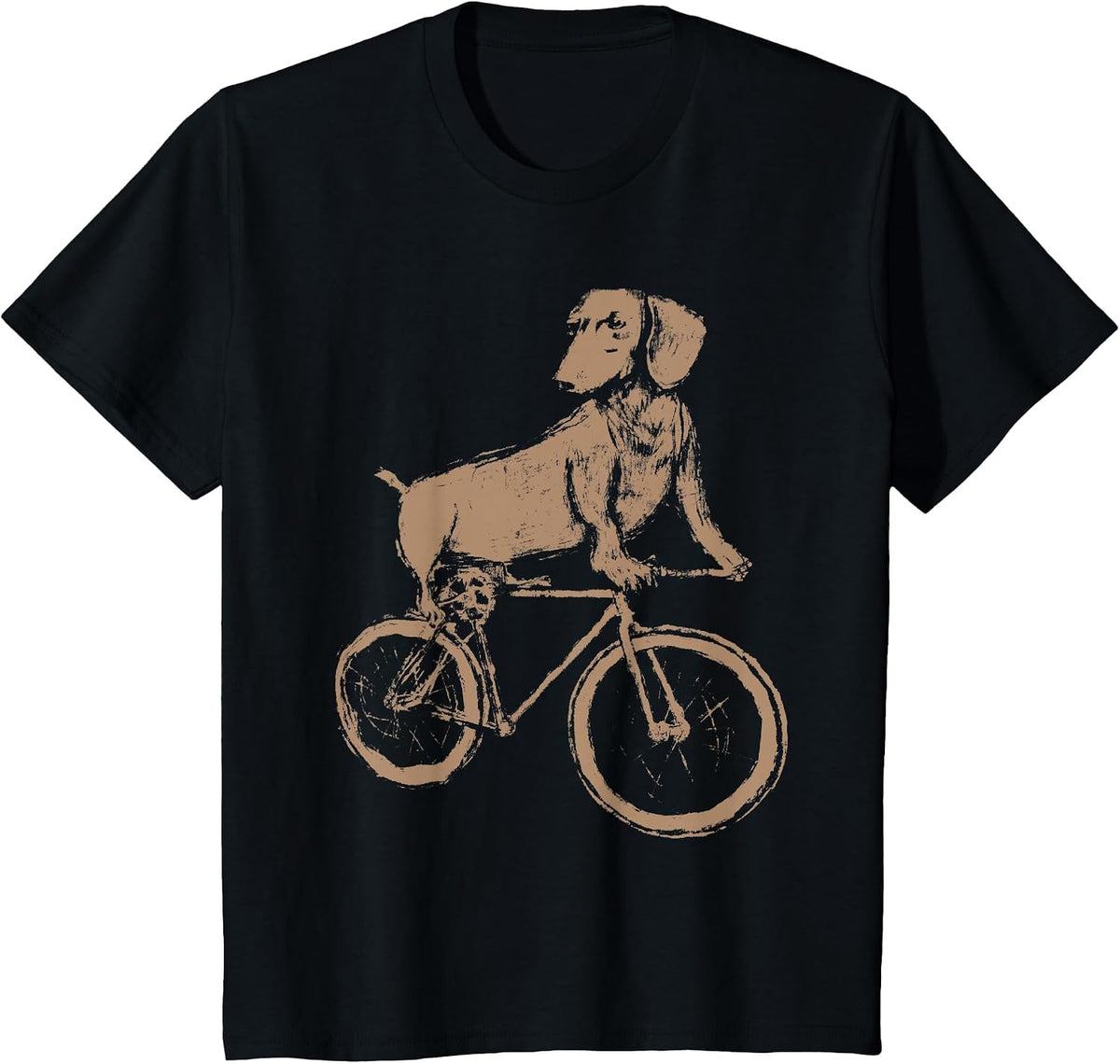 Dachshund on a Bicycle - Dachshund Riding A Bicycle T-Shirt - Black