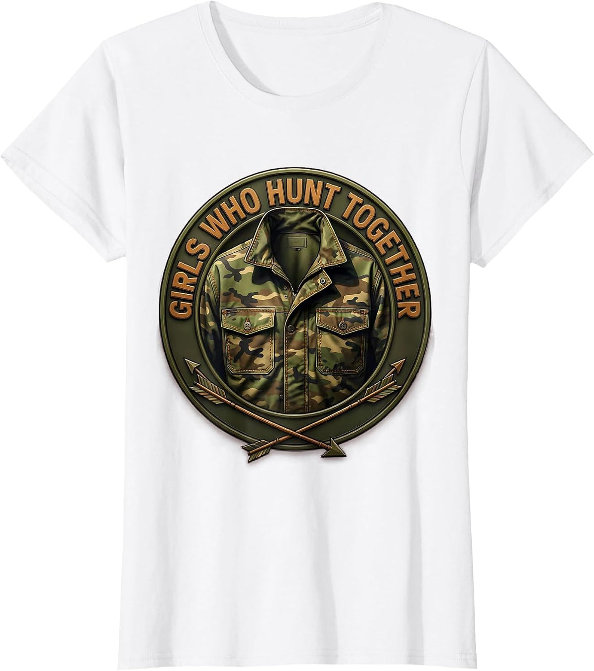 Girls Who Hunt Together Camo Hunting Design T-Shirt - White
