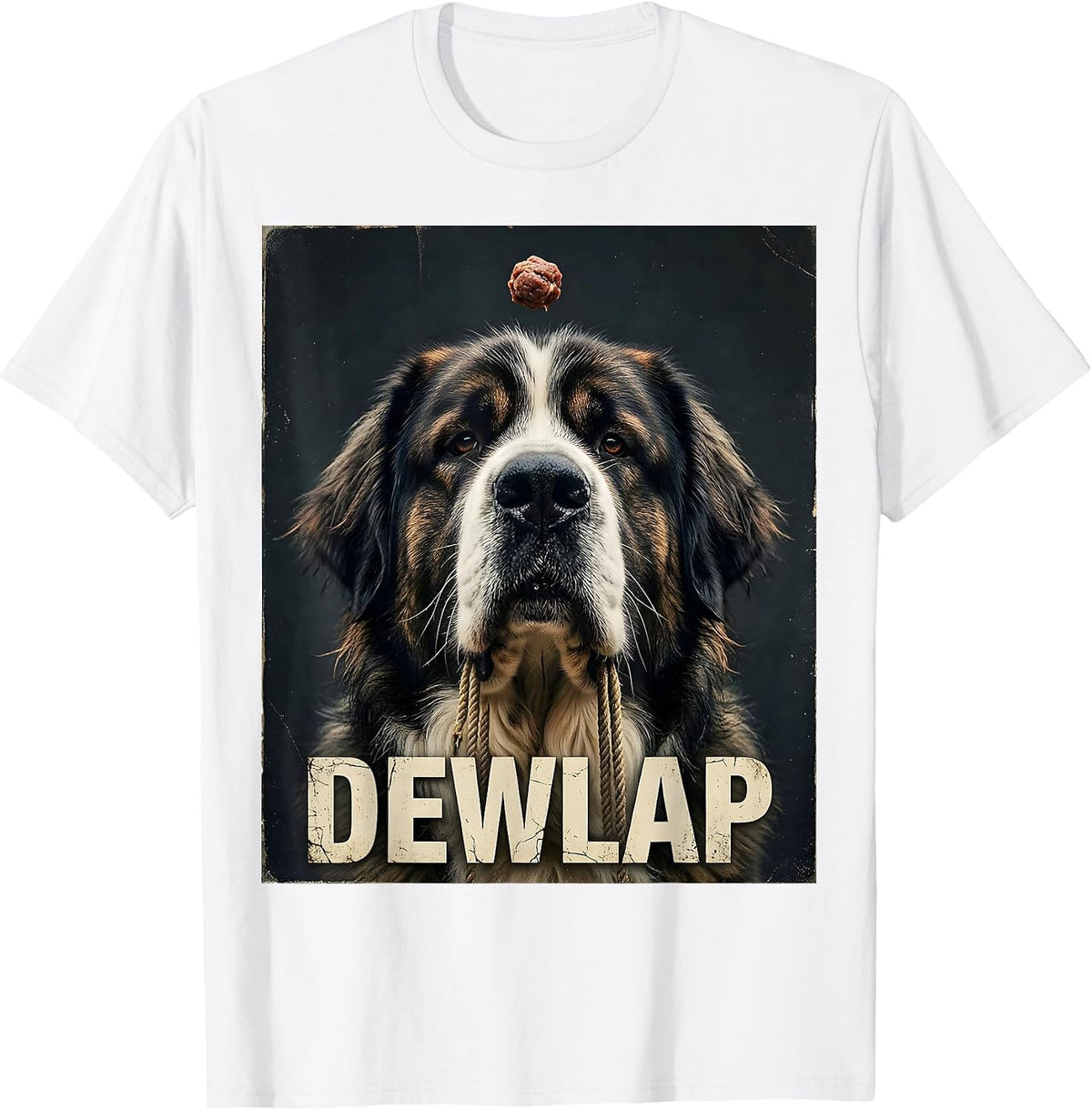 Men's DEWLAP Distressed Funny Great Pyrenees Dog Mom Dog Dad Jowls T-Shirt - White