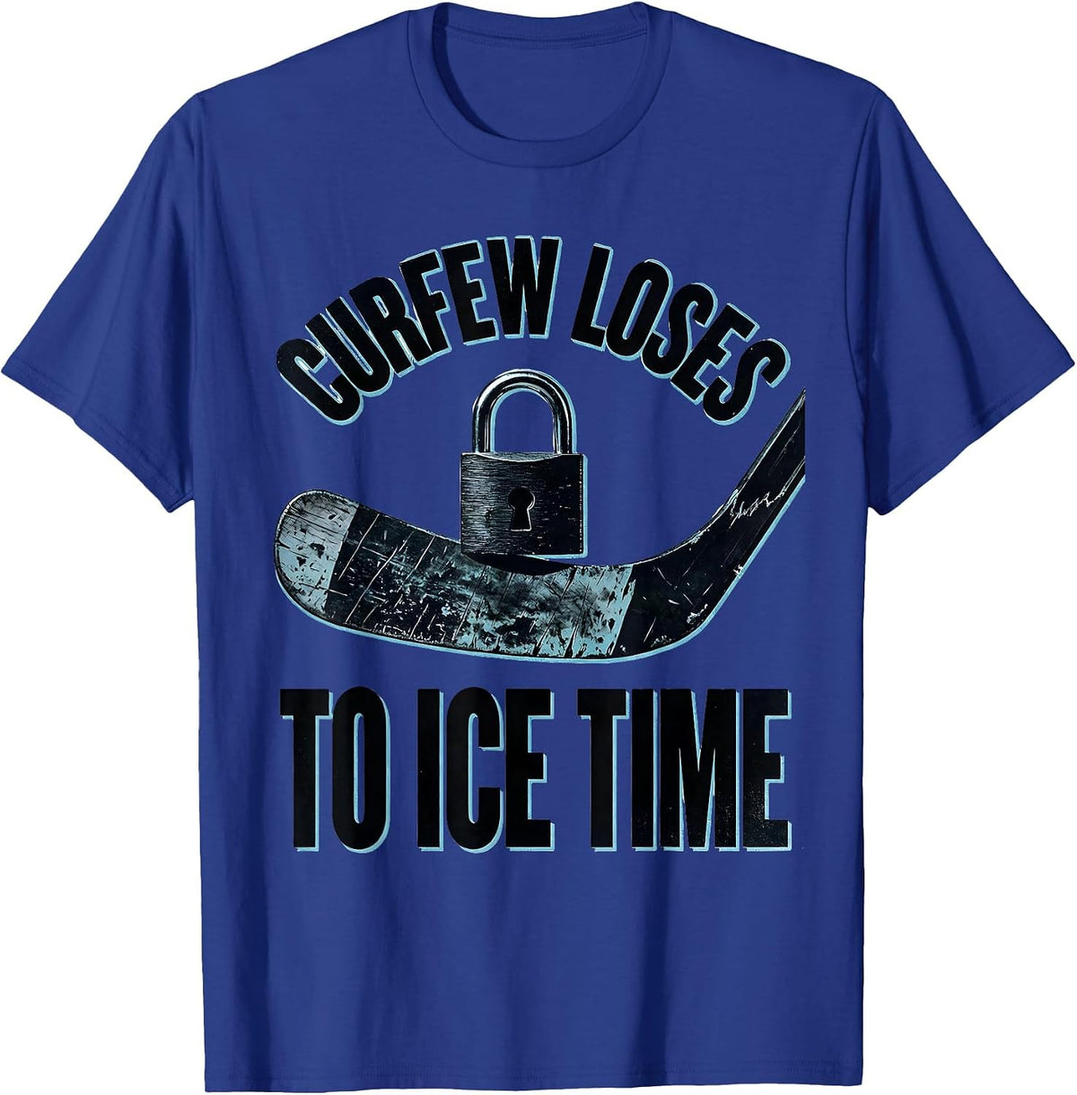 Men's Curfew Loses To Ice Time Funny Ice Hockey Player Gift T-Shirt - Royal Blue