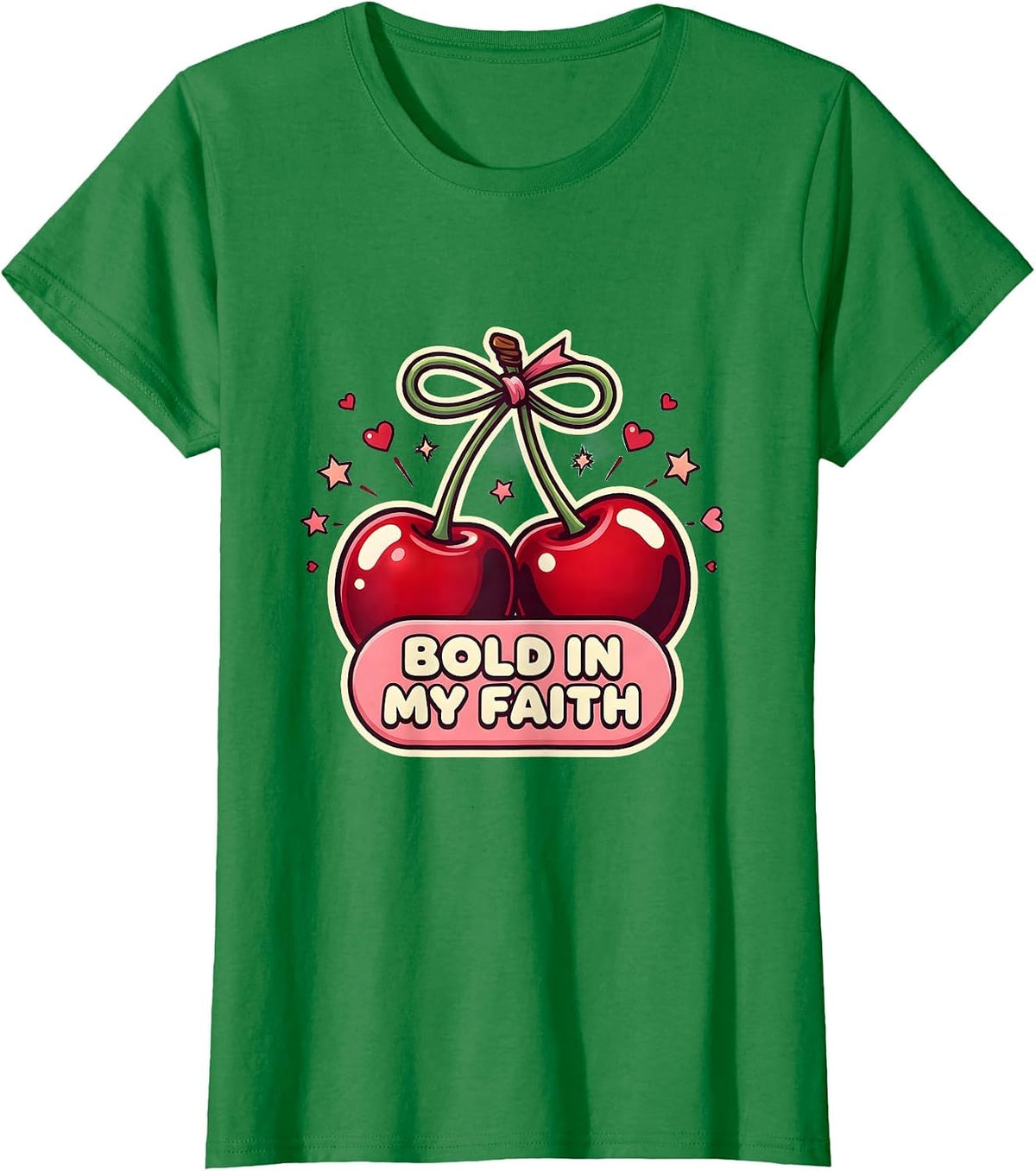 Women's Bold In My Faith Faith Over Fear Design T-Shirt - Kelly Green
