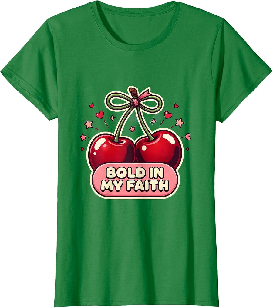 Women's Bold In My Faith Faith Over Fear Design T-Shirt - Kelly Green
