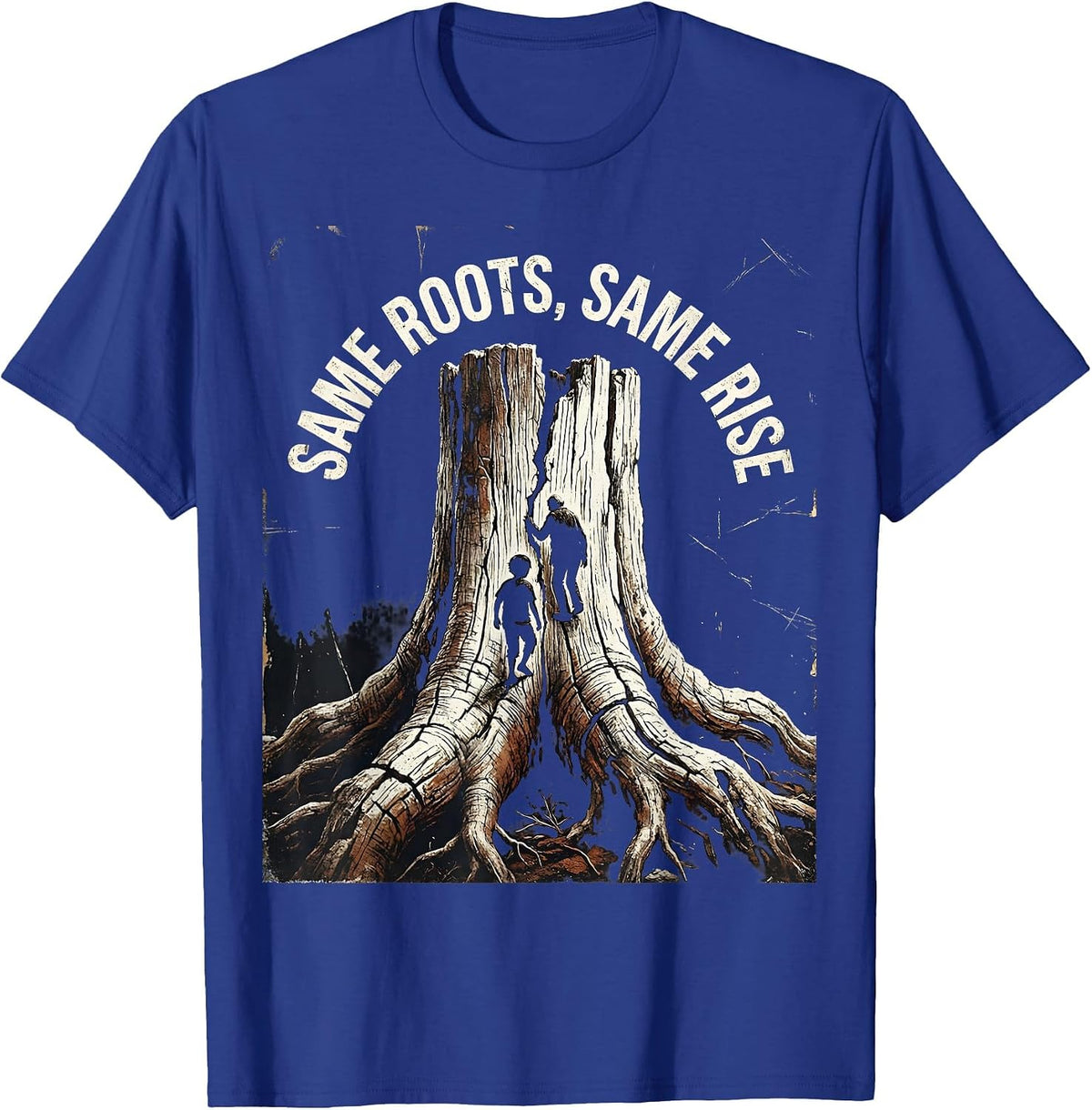 Men's Same Roots Same Rise Distressed Family Reunion Matching T-Shirt - Royal Blue