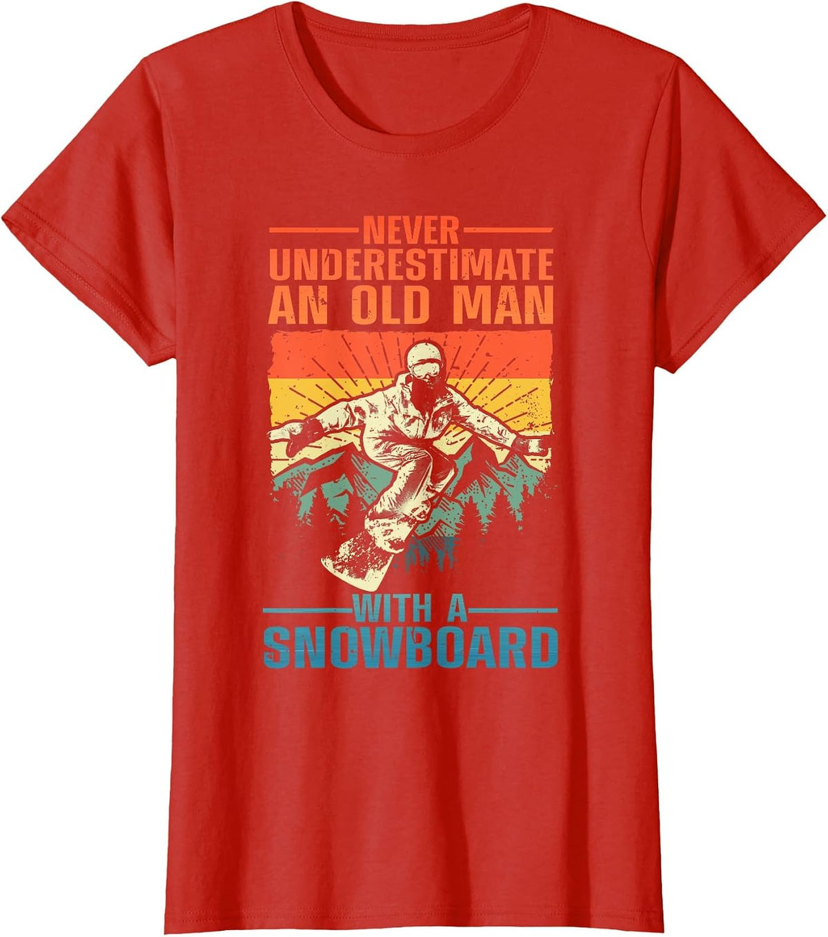 Cool Snowboarding Art for Men Grandpa Dad Winter Snowboarder T-Shirt - Red