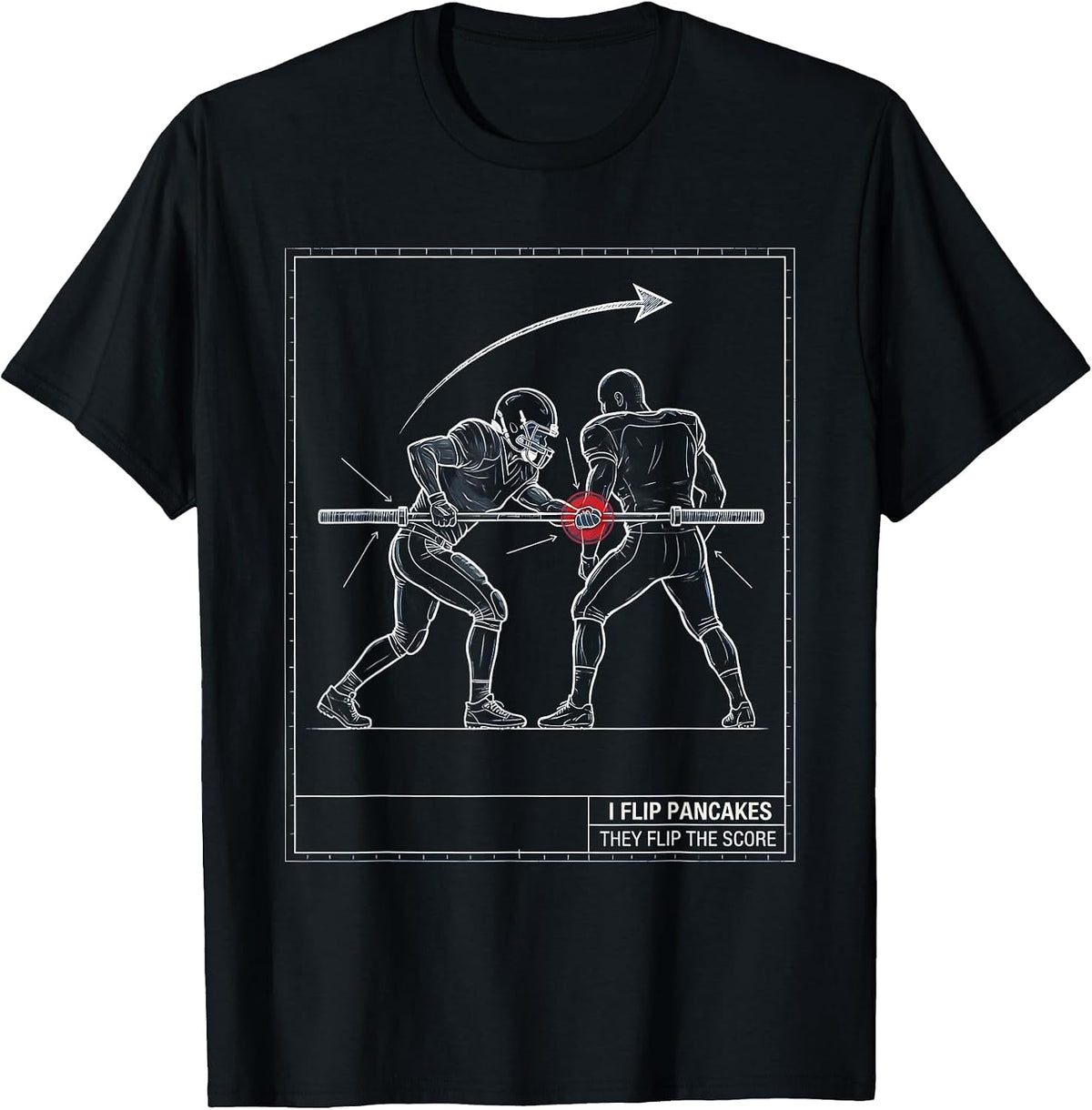Men's I Flip Pancakes, They Flip The Score Funny Football Lineman T-Shirt - Black