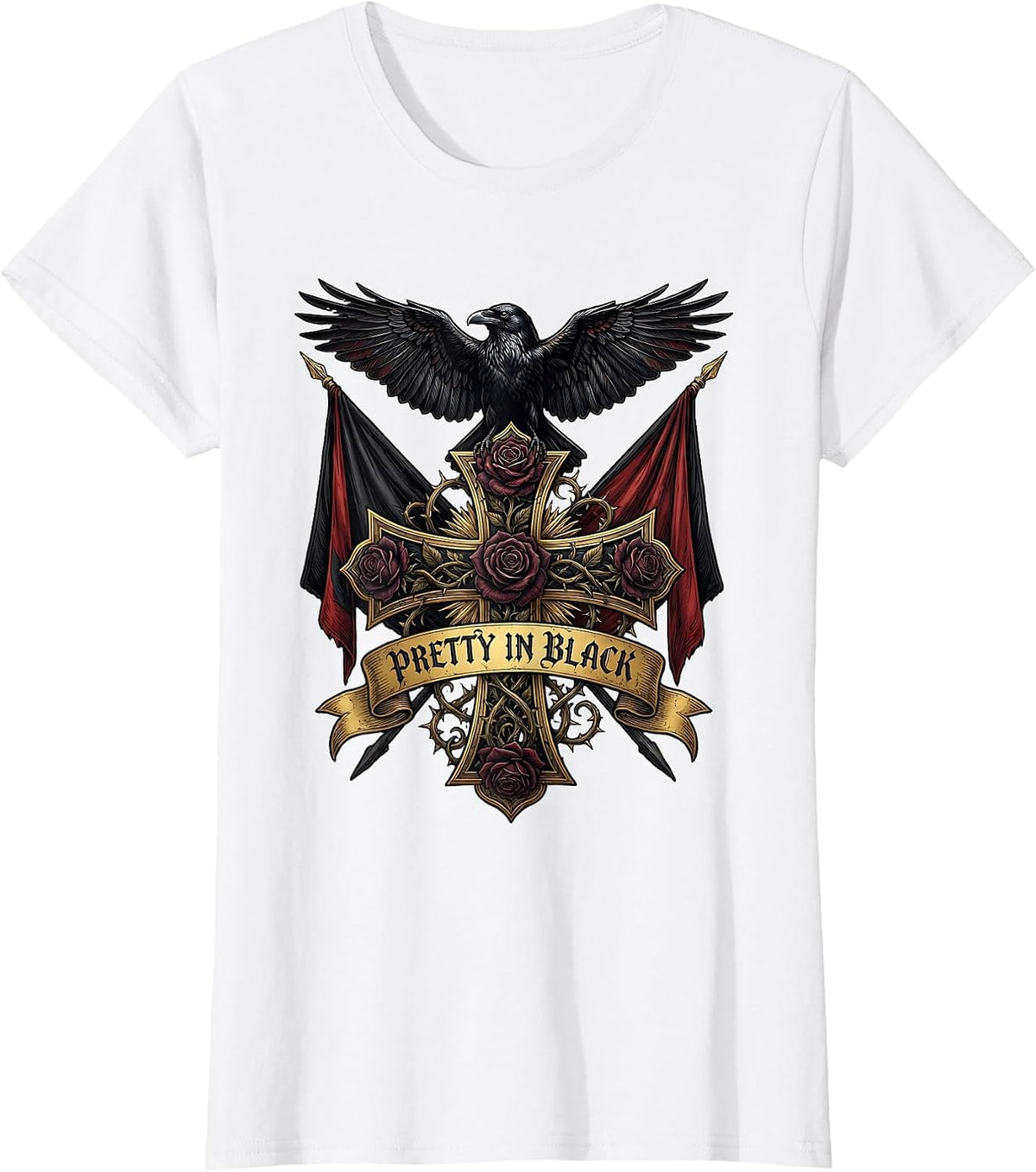 Pretty in Black Goth Aesthetic Women's Design T-Shirt - White