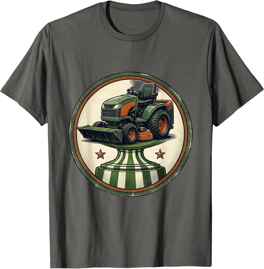 Sealed Mower Trophy Vintage Lawn Mowing Dad Humor T-Shirt - Asphalt Grey