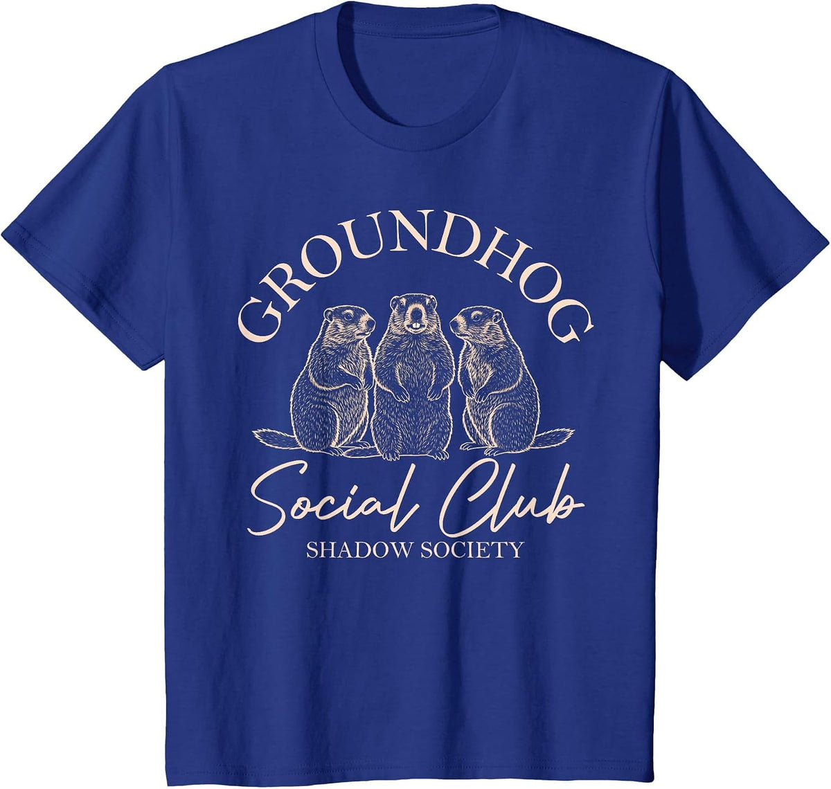 Groundhog Day Social Club Shadow Society Funny Groundhog Day T-Shirt - Royal Blue