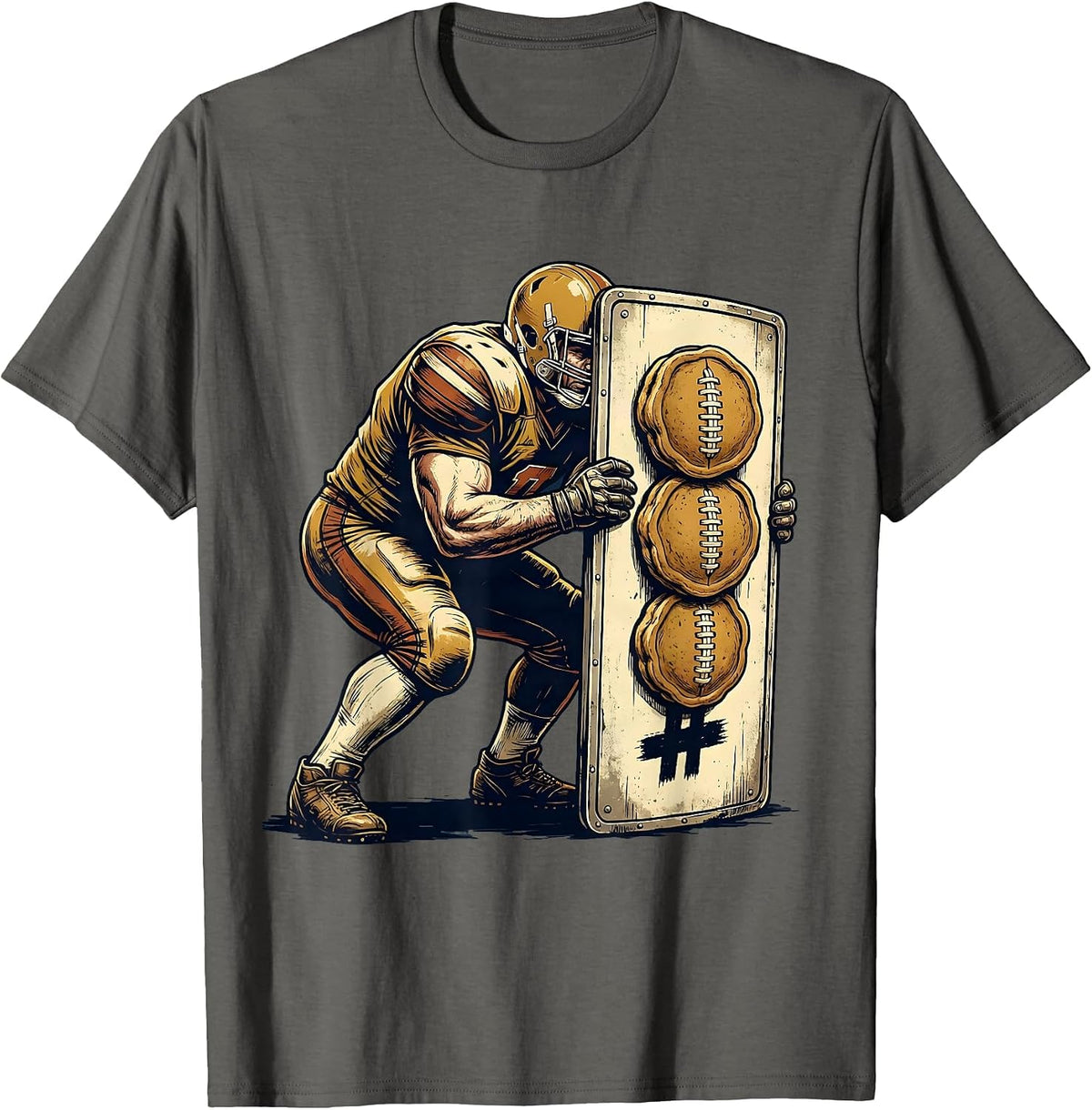Men's Vintage Offensive Lineman Football Humor T-Shirt - Asphalt Grey