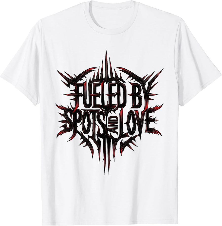 Men's Fueled by Spots and Love Dalmatian Design T-Shirt - White