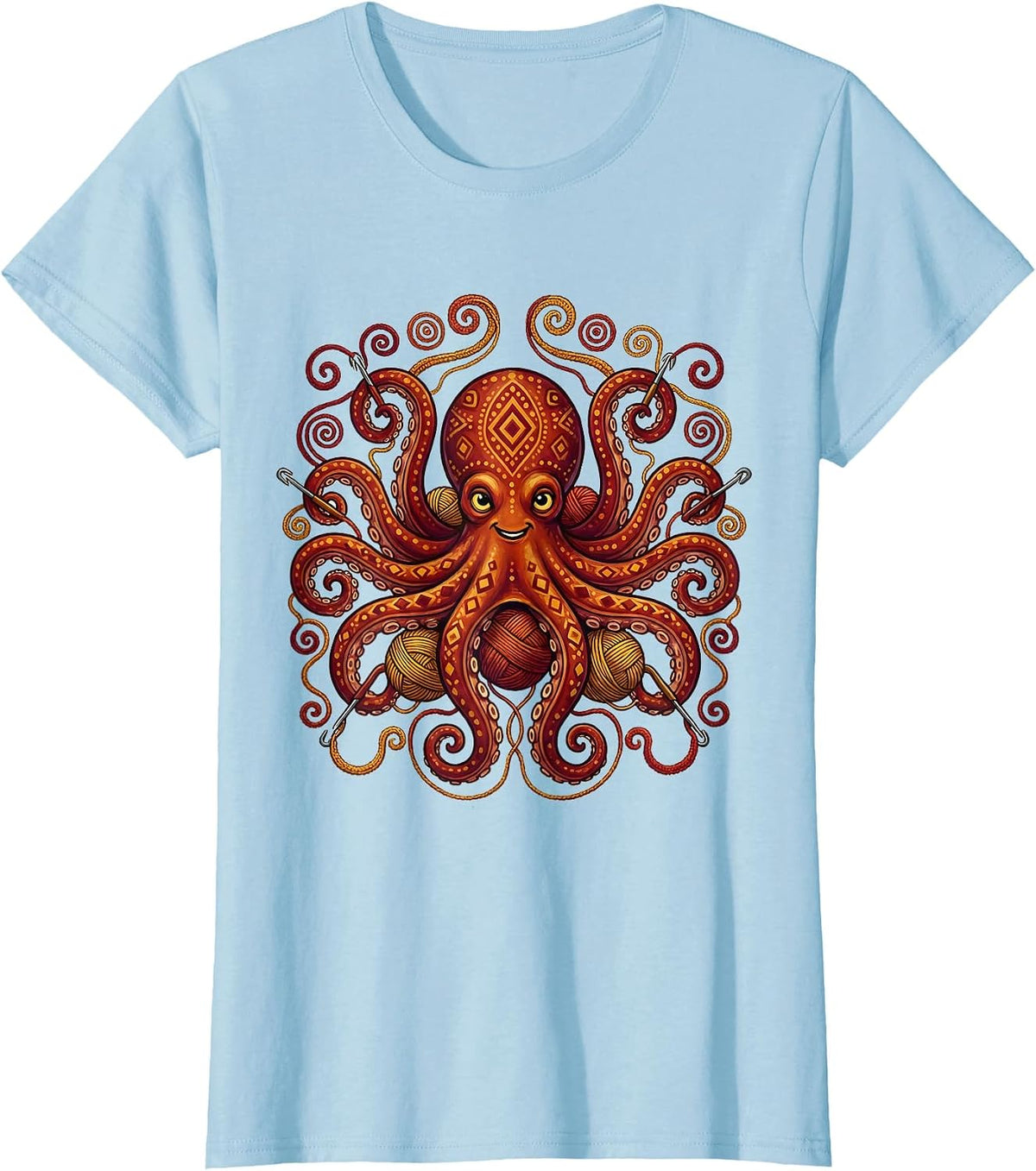 Octopus Knitting With All Eight Tentacles T-Shirt - Baby Blue
