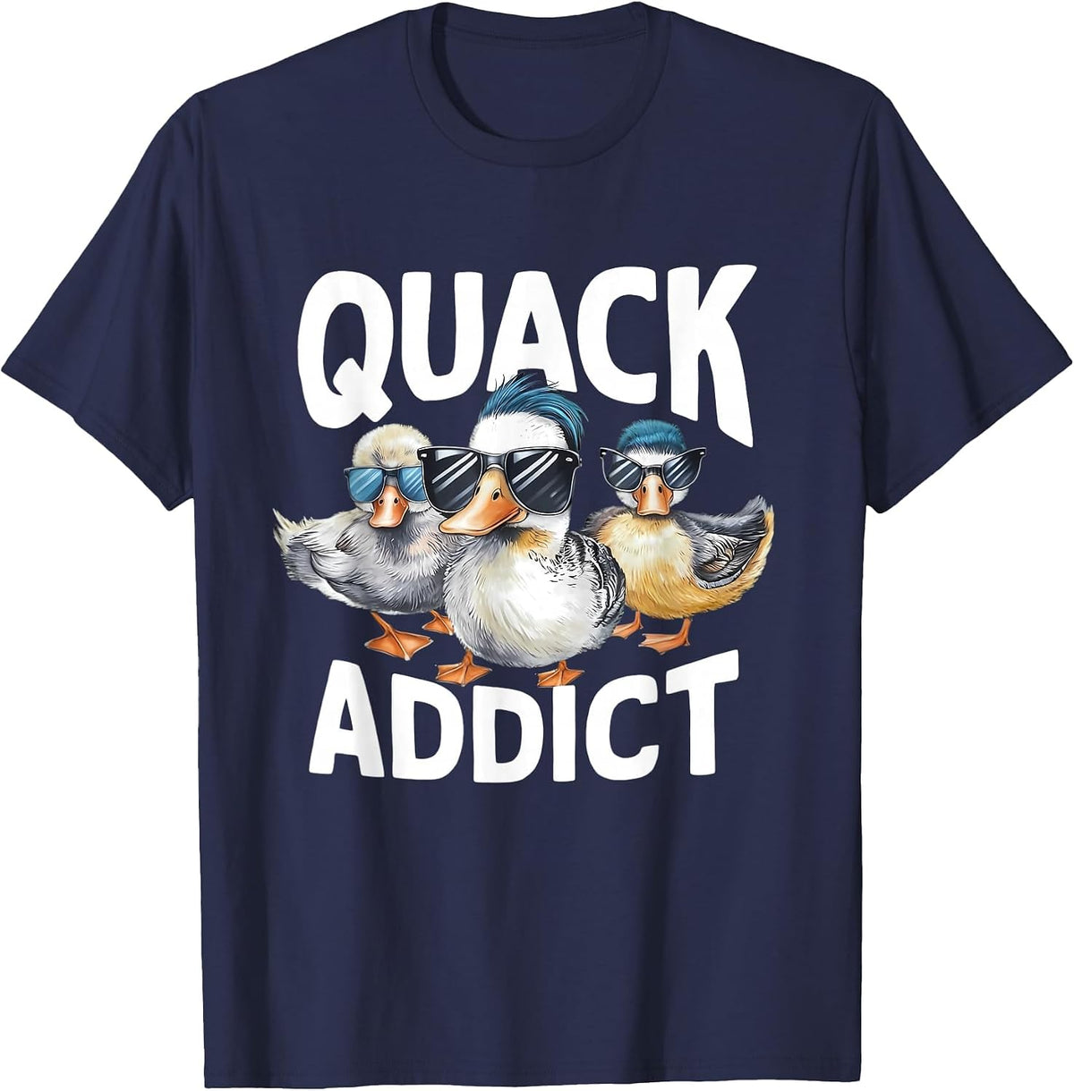 Quack Addict Funny Mallard Duck Lover T-Shirt - Navy Blue