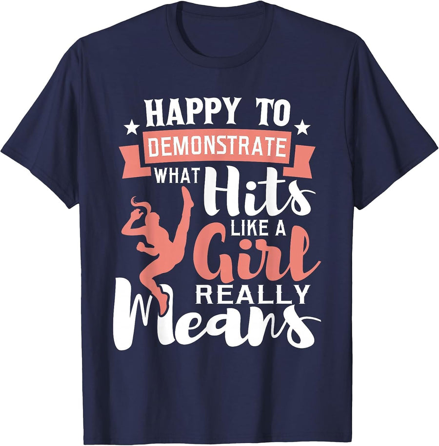 Happy to Demonstrate Martial Arts Karate Taekwondo T-Shirt - Navy Blue
