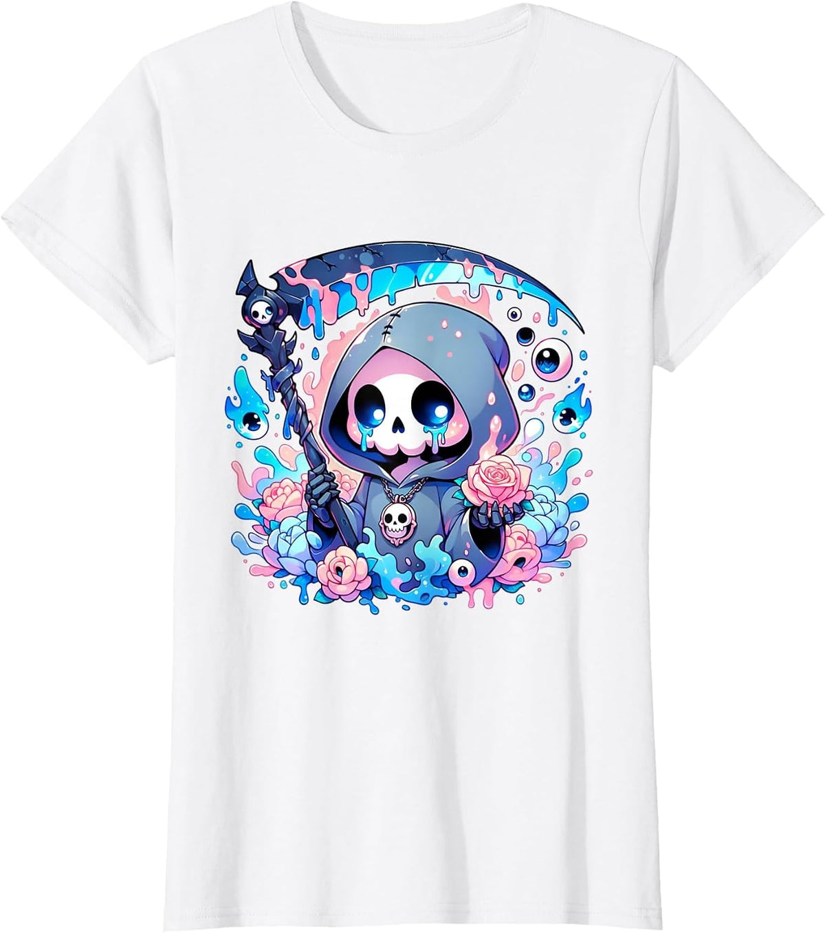 Cute Kawaii Pastel Goth Reaper T-Shirt - White