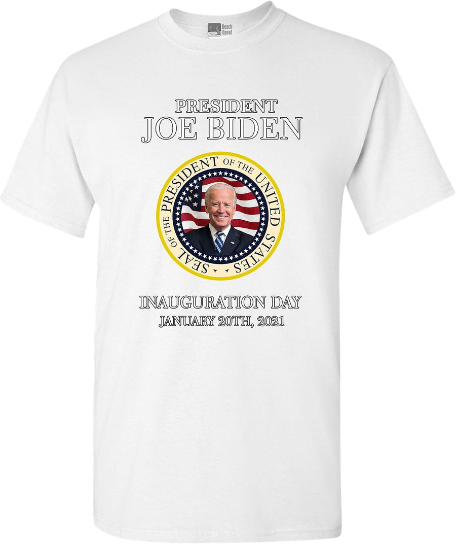 President Joe Biden Seal Inauguration Day Support USA DT Adult T-Shirt Tee (Medium, White) - As Pictured