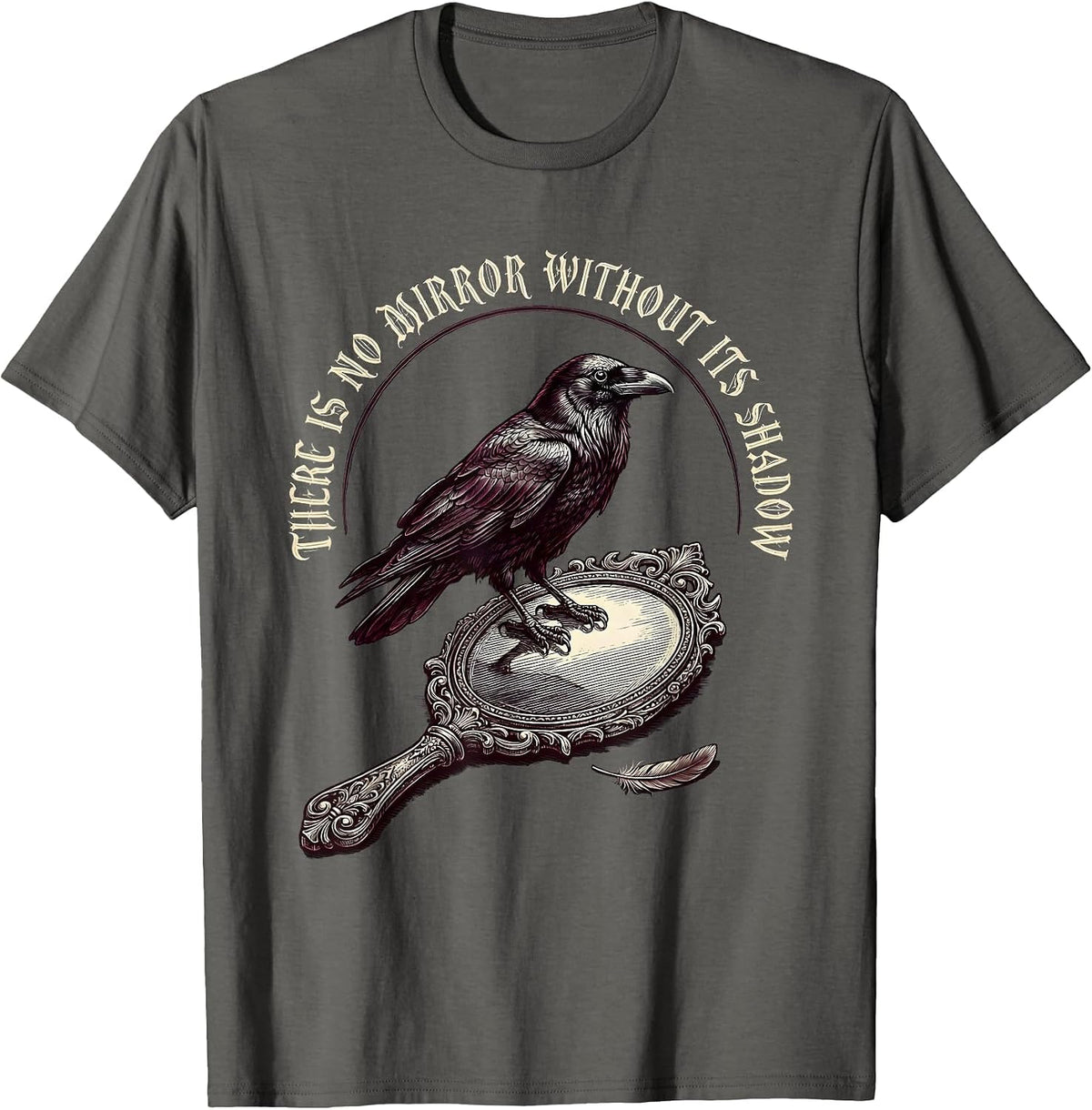 Men's There Is No Mirror Without Its Shadow Gothic Edgar Allan Poe T-Shirt - Asphalt Grey