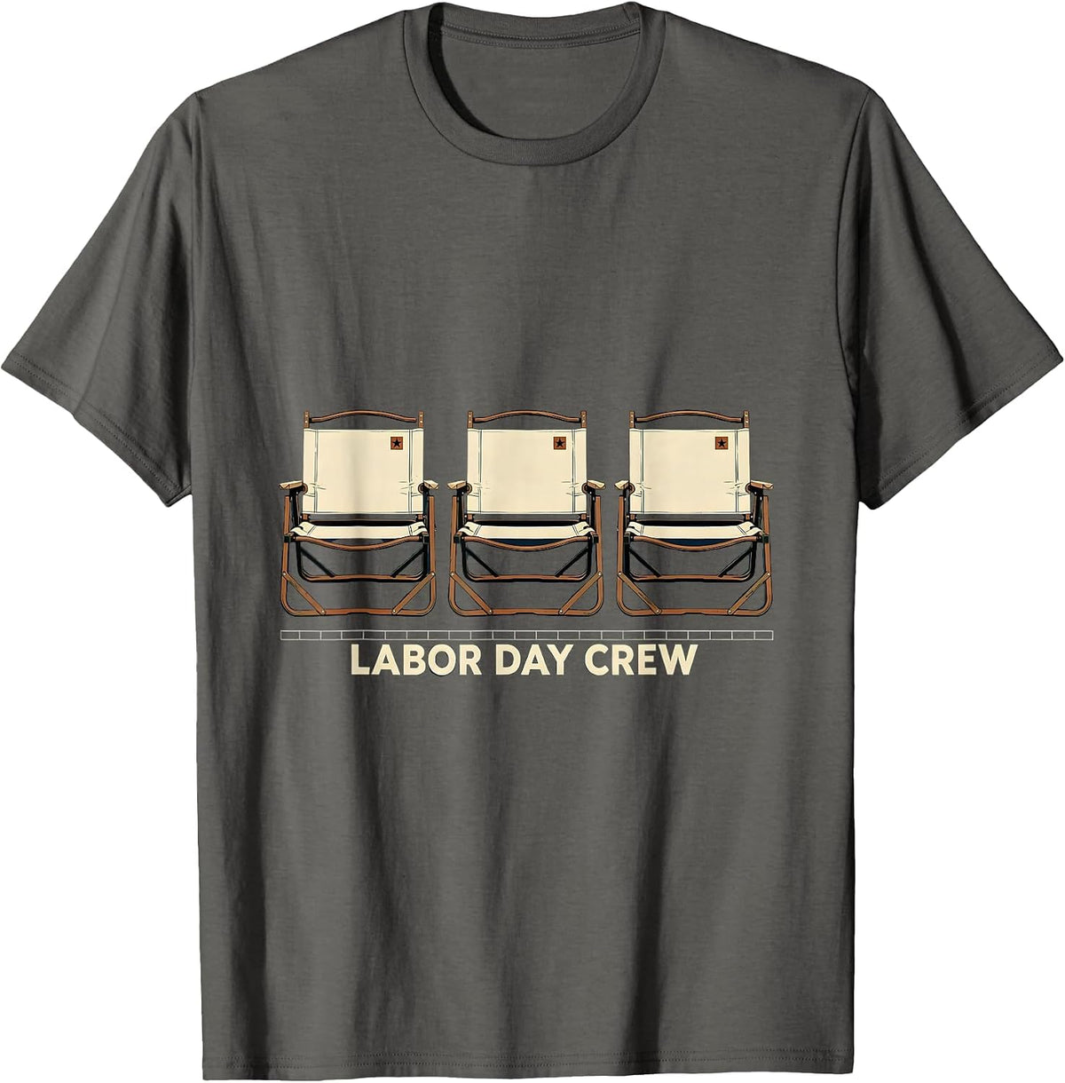 Labor Day Crew Vintage Patriotic Americana Celebration T-Shirt - Asphalt Grey