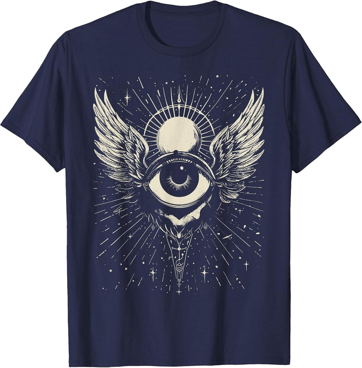 Harajuku Alt Clothing Weirdcore Grunge Punk Creepy Eyeball T-Shirt - Navy Blue