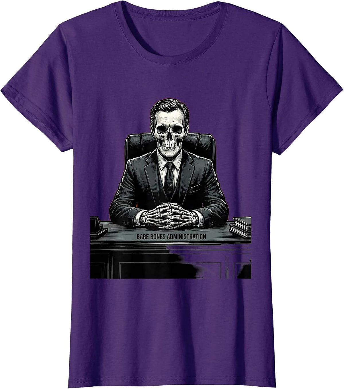 Women's Bare Bones Administration Halloween Principal Design T-Shirt - Purple