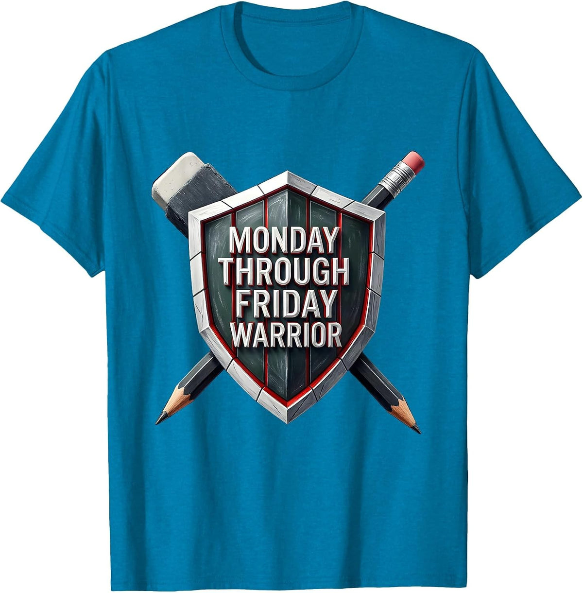 Monday Through Friday Warrior Bold Graphic Design T-Shirt - Sapphire Blue