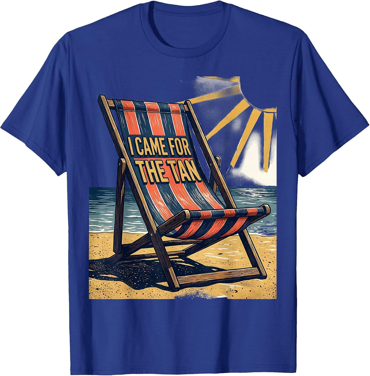I Came For The Tan Funny Retro Beach Summer Vacation T-Shirt - Royal Blue