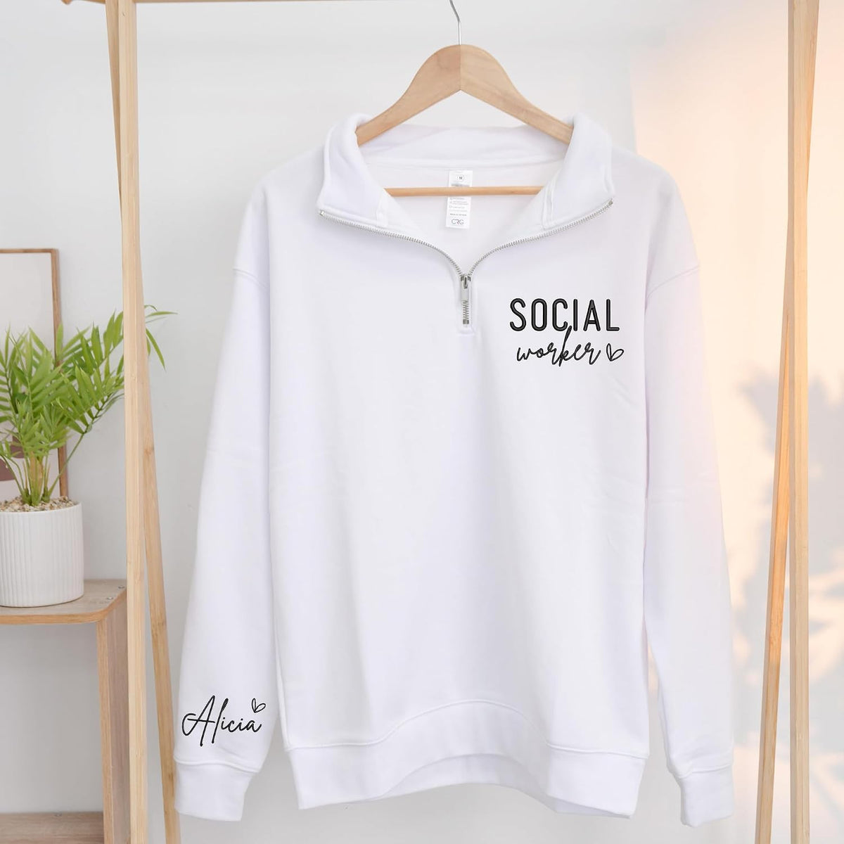 Chillever Custom Embroidered Profession Quarter Zip Sweatshirt, Personalized Workwear for Office, Clinic, Professional Gifts