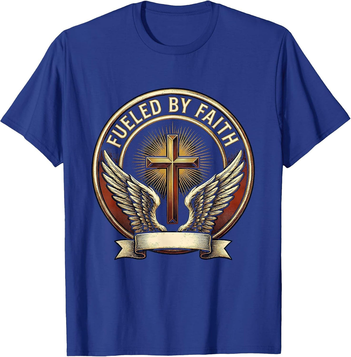 Men's Fueled By Faith Faith Over Fear Design T-Shirt - Royal Blue