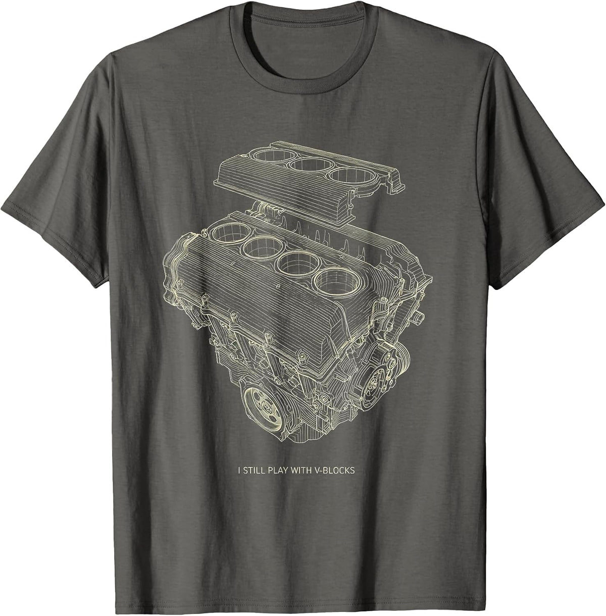 Men's I Still Play With V-Blocks Funny Mechanic Car Engine T-Shirt - Asphalt Grey