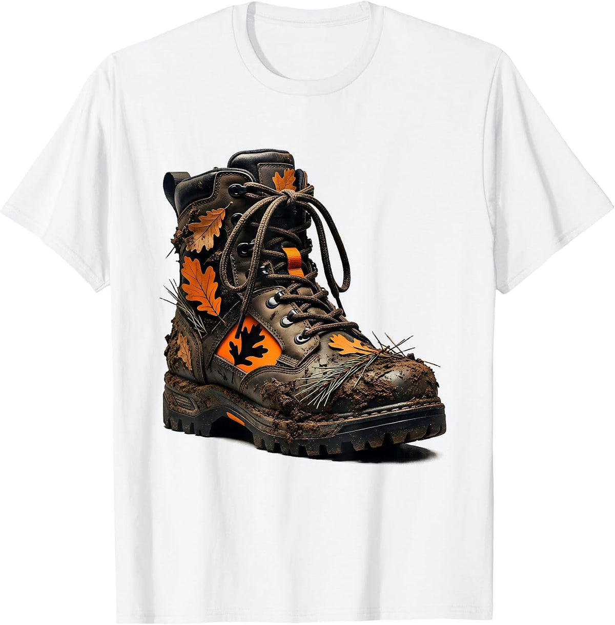 Men's Muddy Hunting Boots Graphic Tee T-Shirt - White